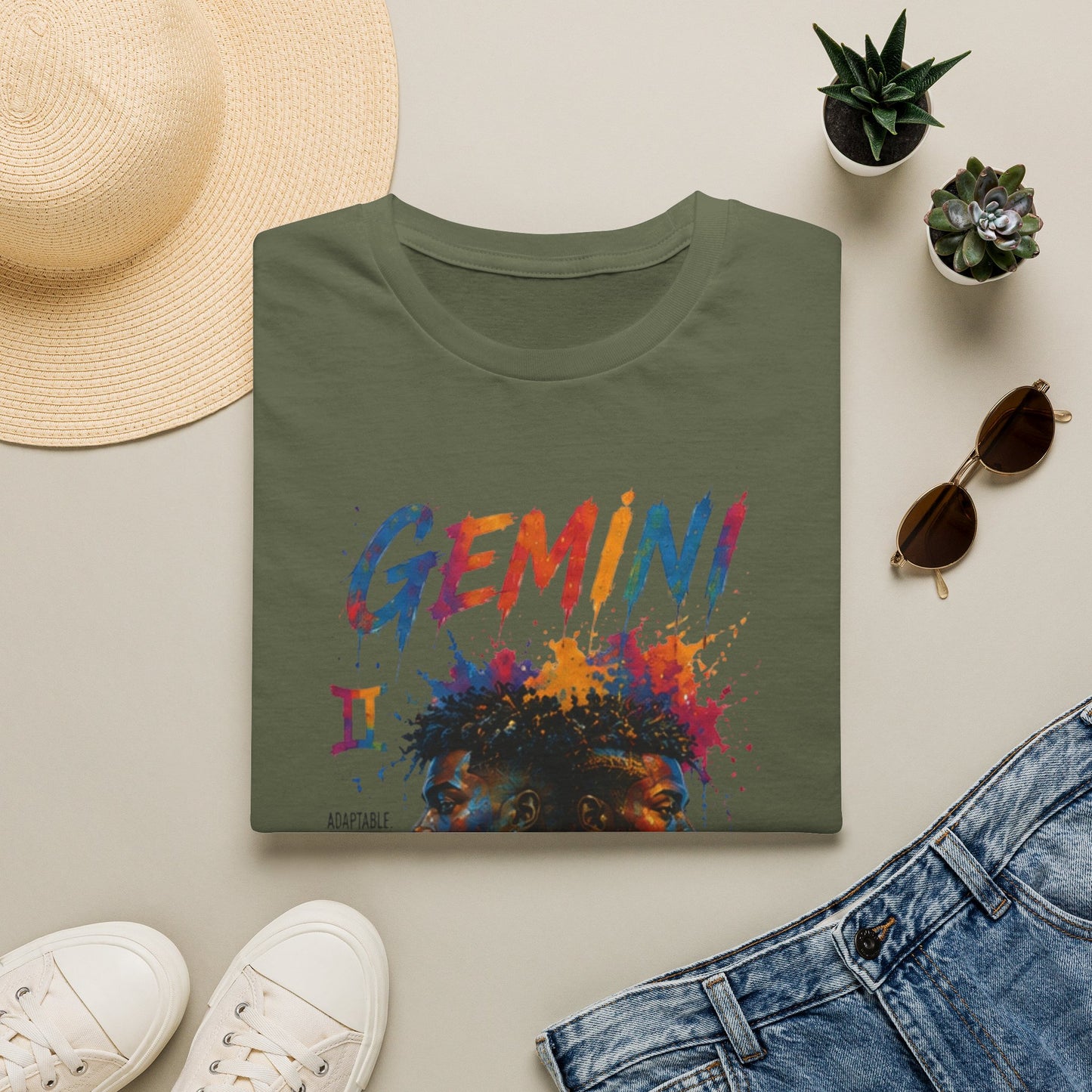 Gemini Zodiac T‑Shirt — Colorful Twin Silhouette Astrology Tee