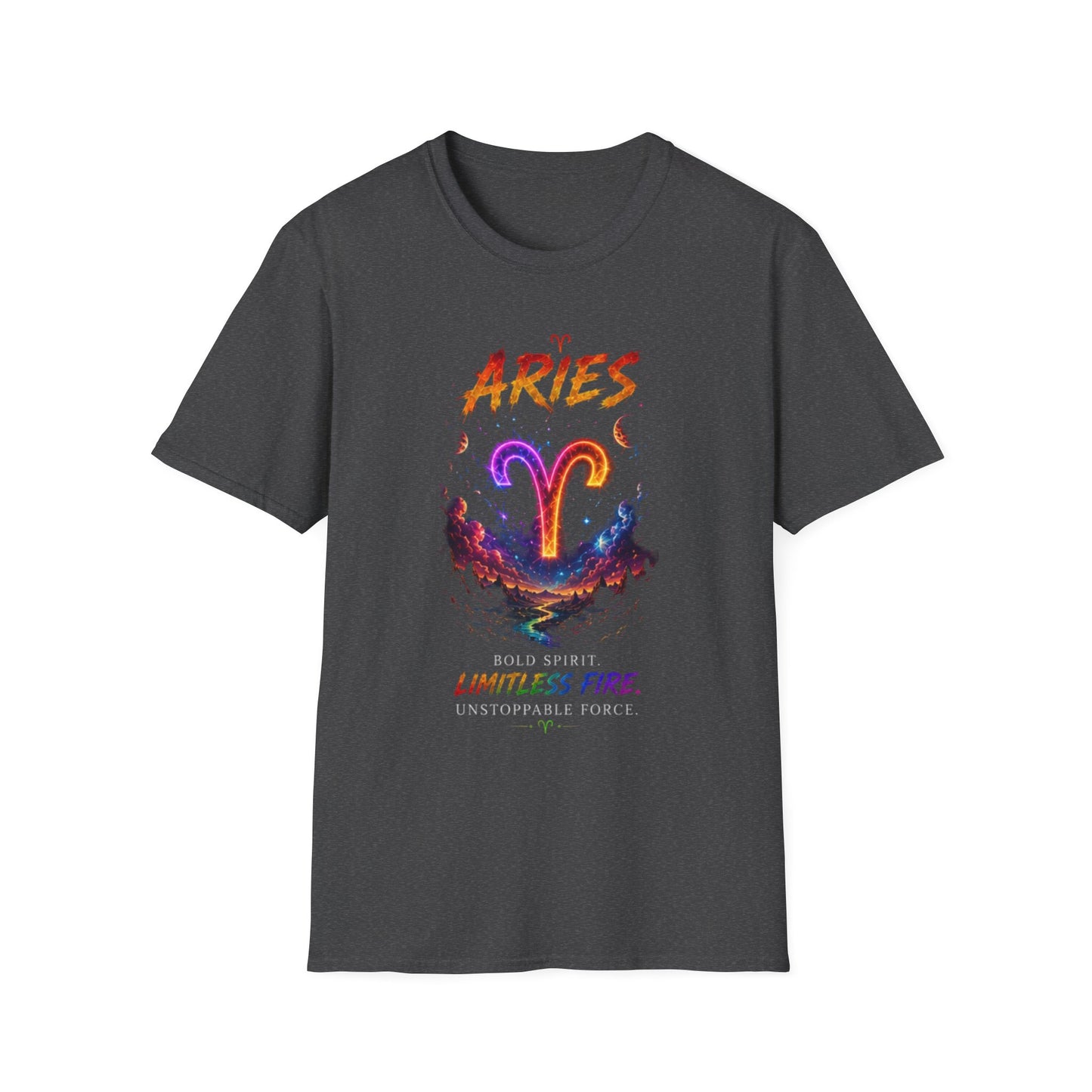 Aries Zodiac T-Shirt — Neon Aries Symbol Astrology Tee