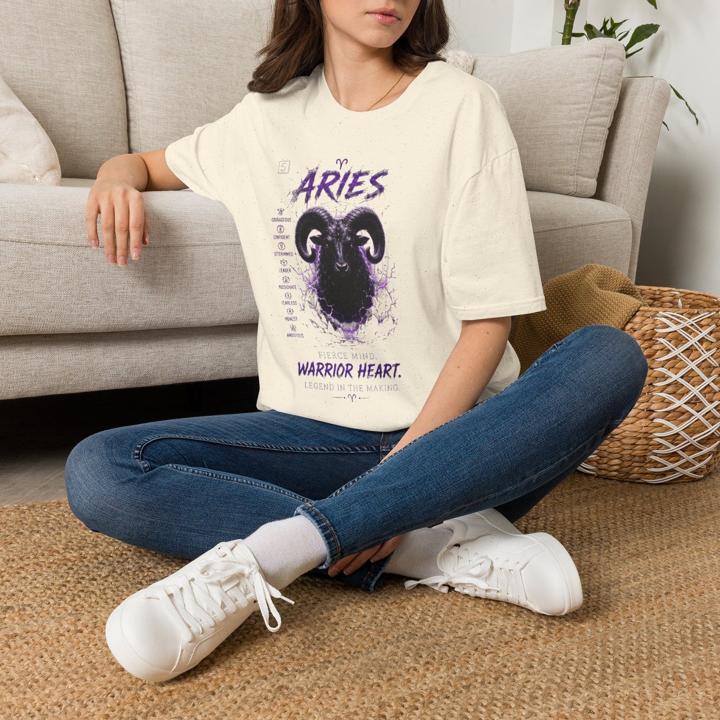 Aries Zodiac T‑Shirt — Warrior Heart Ram Astrology Tee