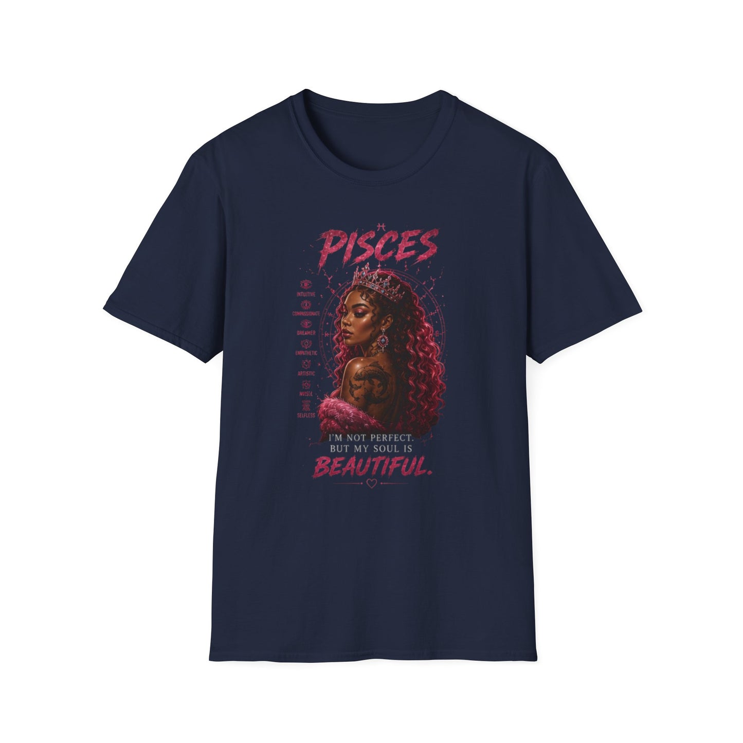 Pisces Zodiac T-Shirt — Afrocentric 'Pisces' Portrait Tee