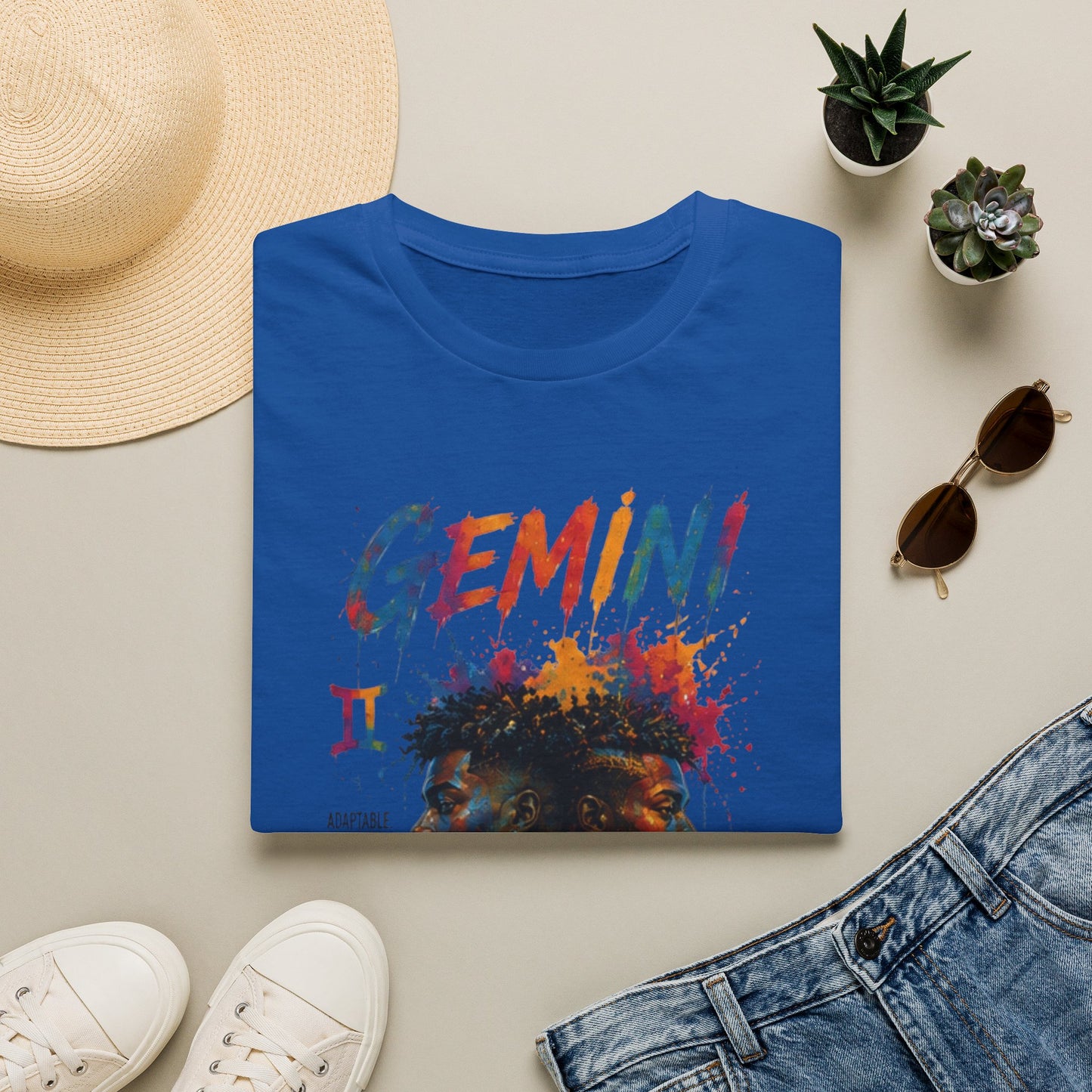 Gemini Zodiac T‑Shirt — Colorful Twin Silhouette Astrology Tee