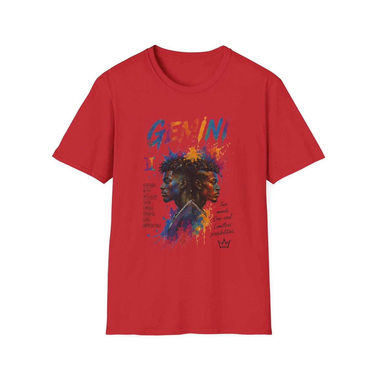Gemini Zodiac T‑Shirt — Colorful Twin Silhouette Astrology Tee