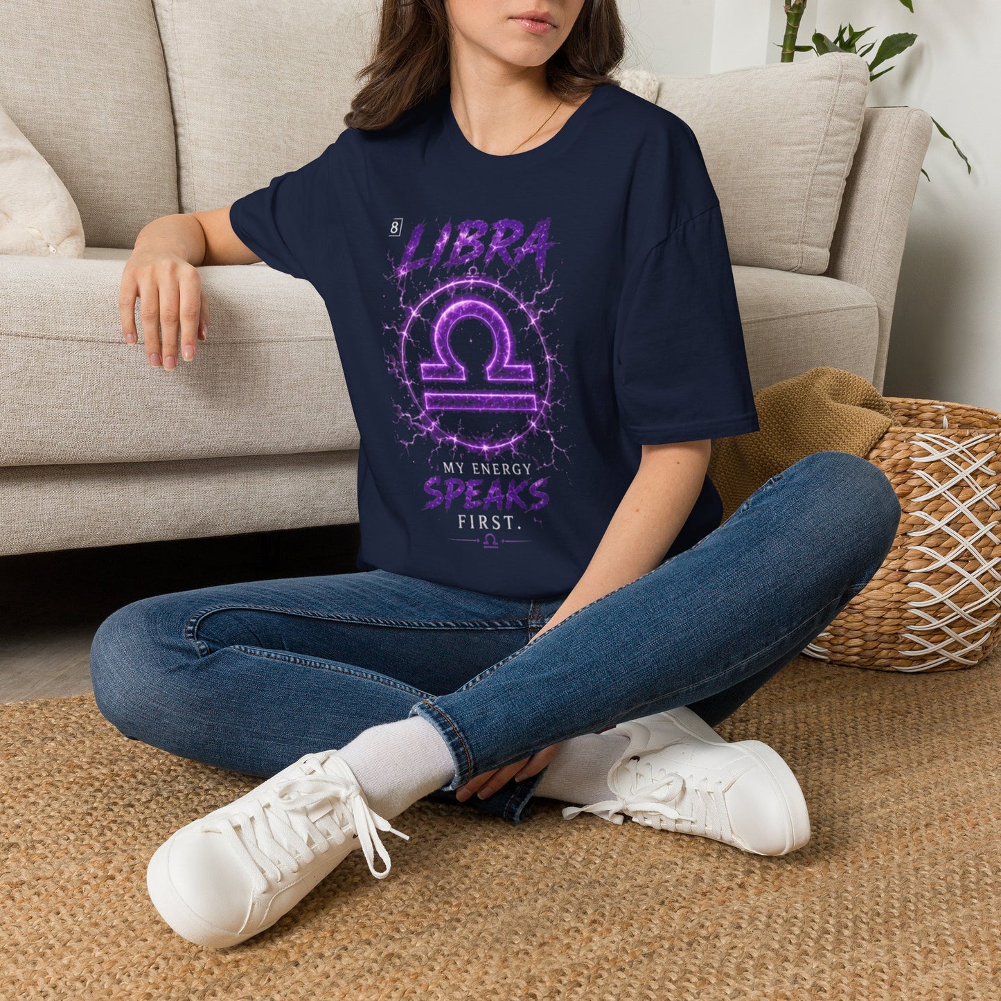 Libra Zodiac T-Shirt — Purple Libra Symbol & "Libra Speaks" Graphic