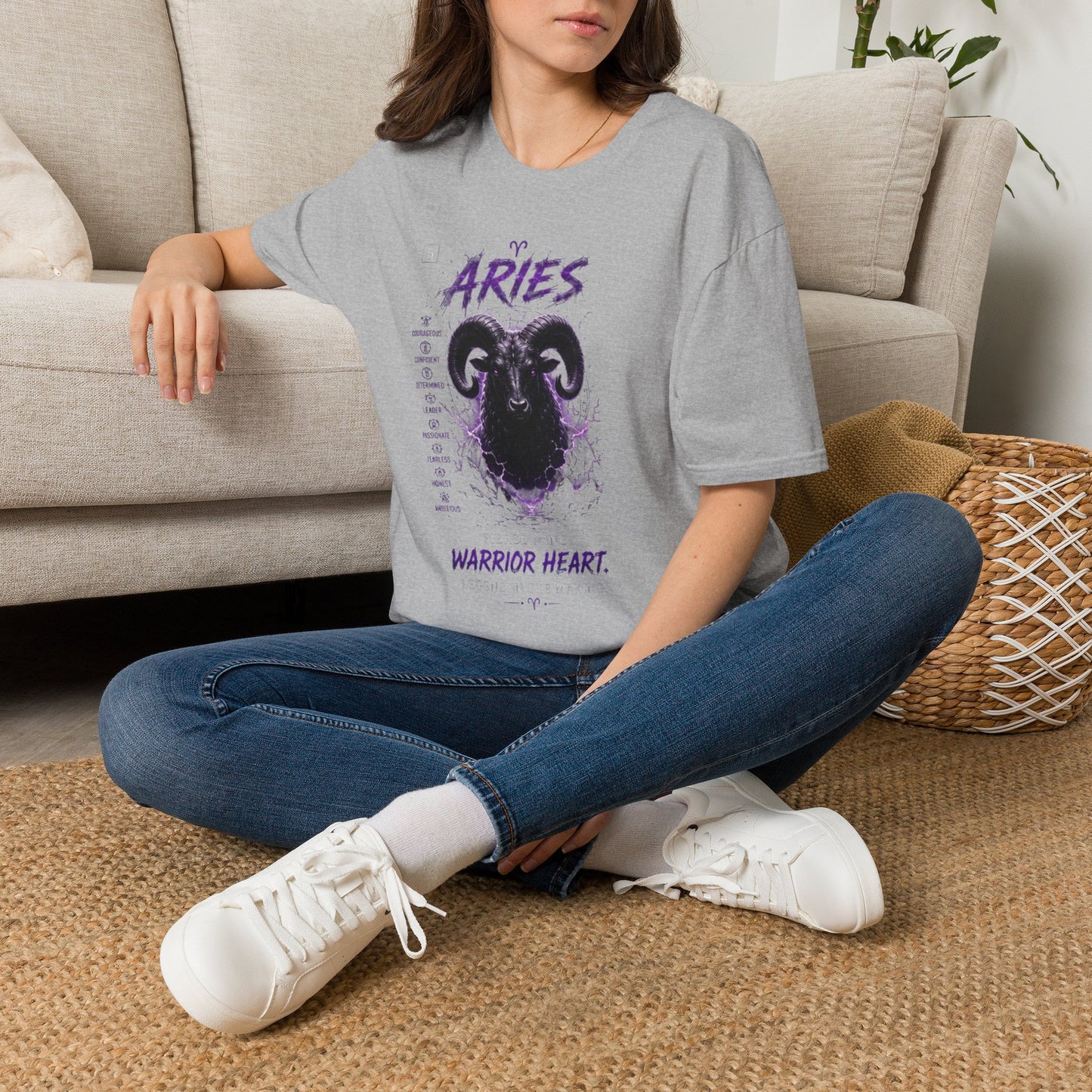 Aries Zodiac T‑Shirt — Warrior Heart Ram Astrology Tee