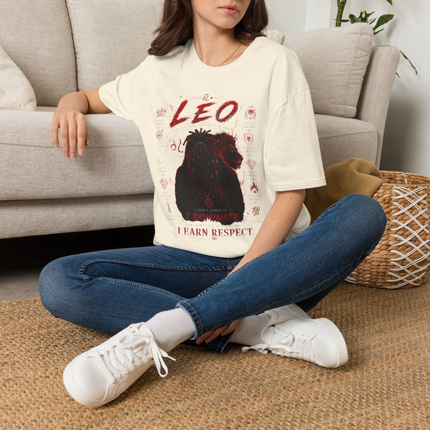 Leo Zodiac T-Shirt — Fierce Lion Astrology Tee (I Earn Respect)