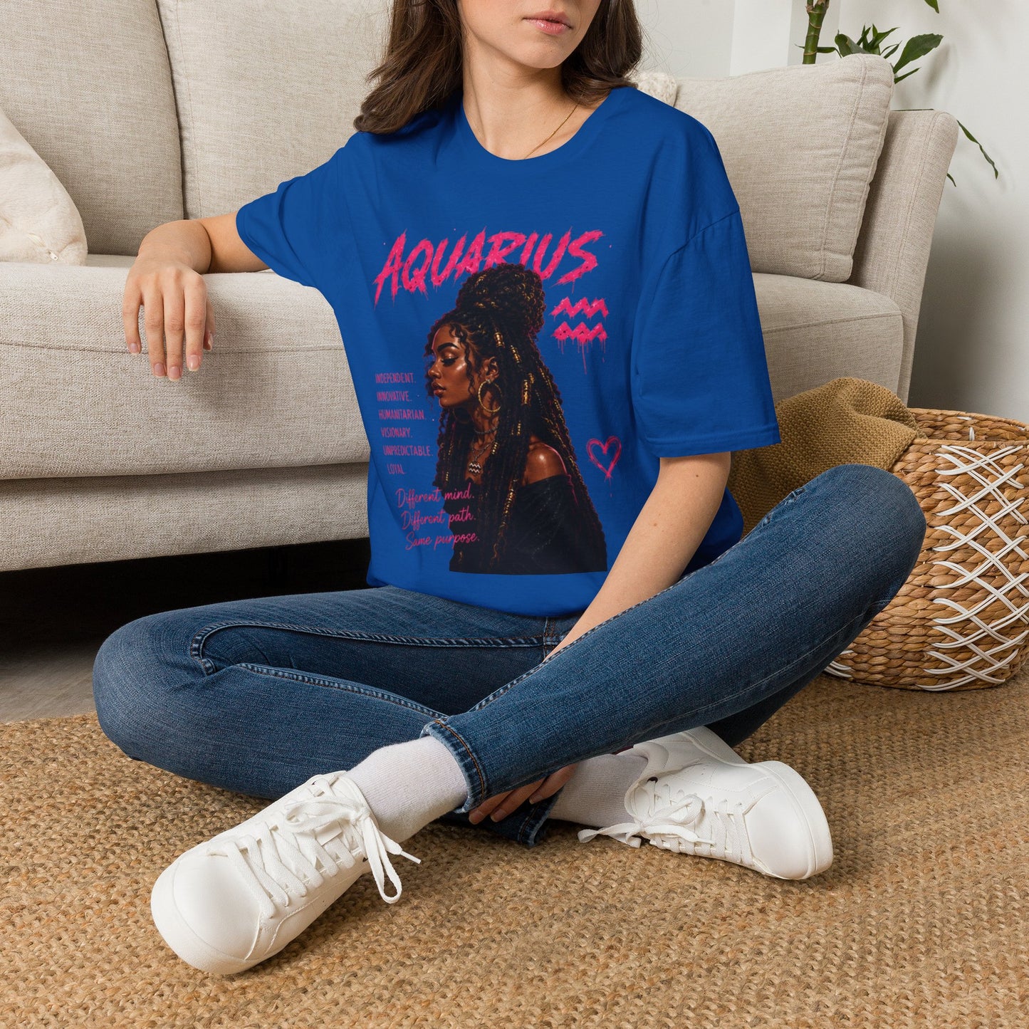 Aquarius Zodiac T-Shirt — Empowered Black Queen Astrology Tee