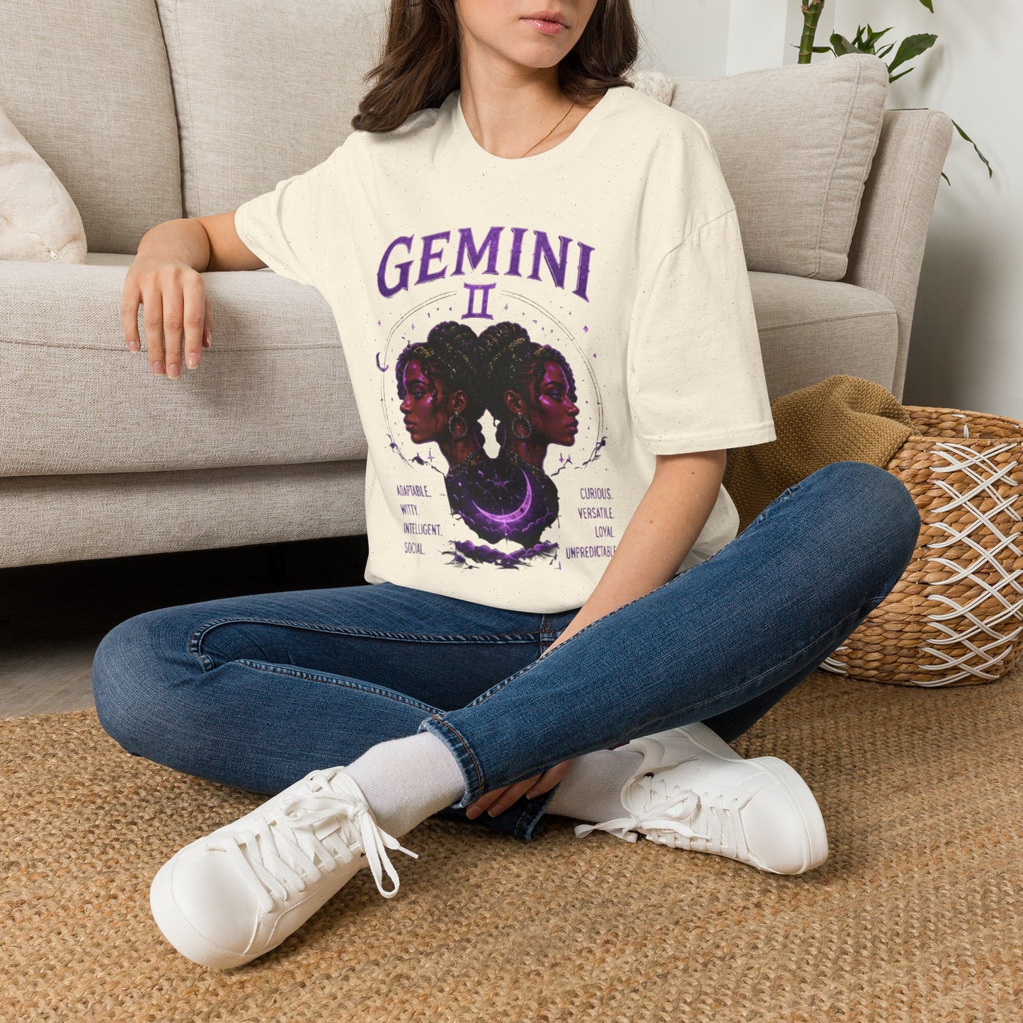 Gemini Zodiac T‑Shirt — Mystical Twin Moon Astrology Tee