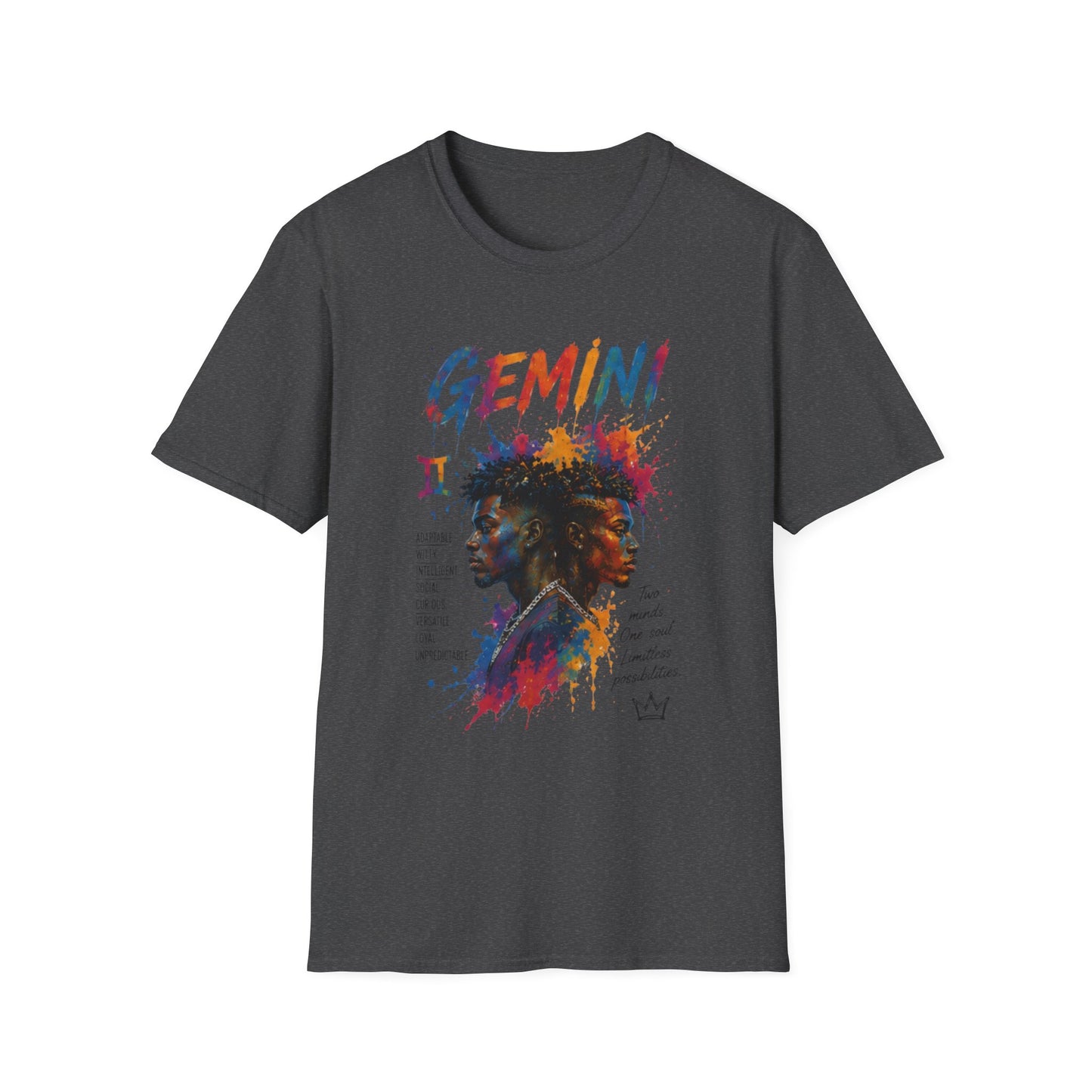 Gemini Zodiac T‑Shirt — Colorful Twin Silhouette Astrology Tee