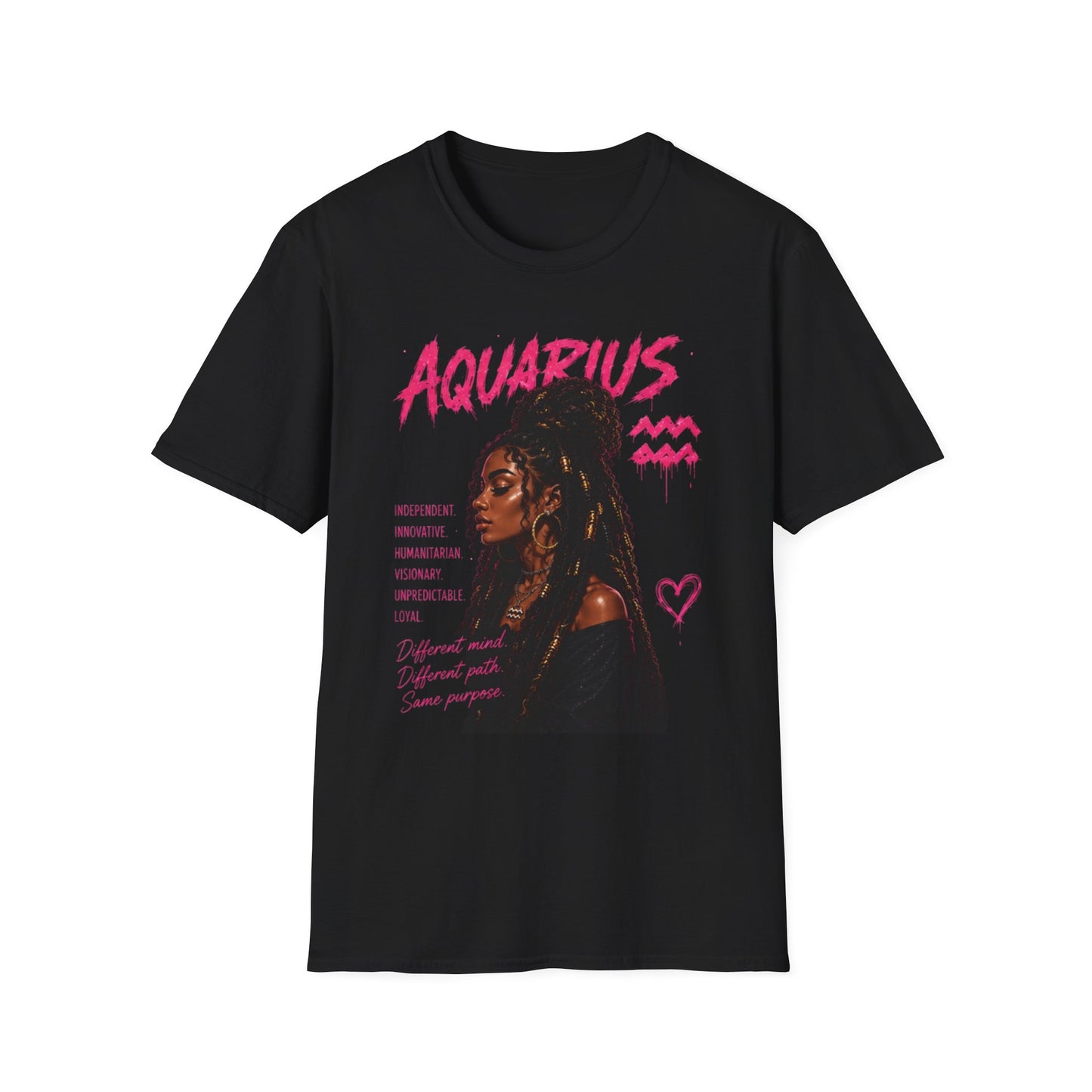 Aquarius Zodiac T-Shirt — Empowered Black Queen Astrology Tee