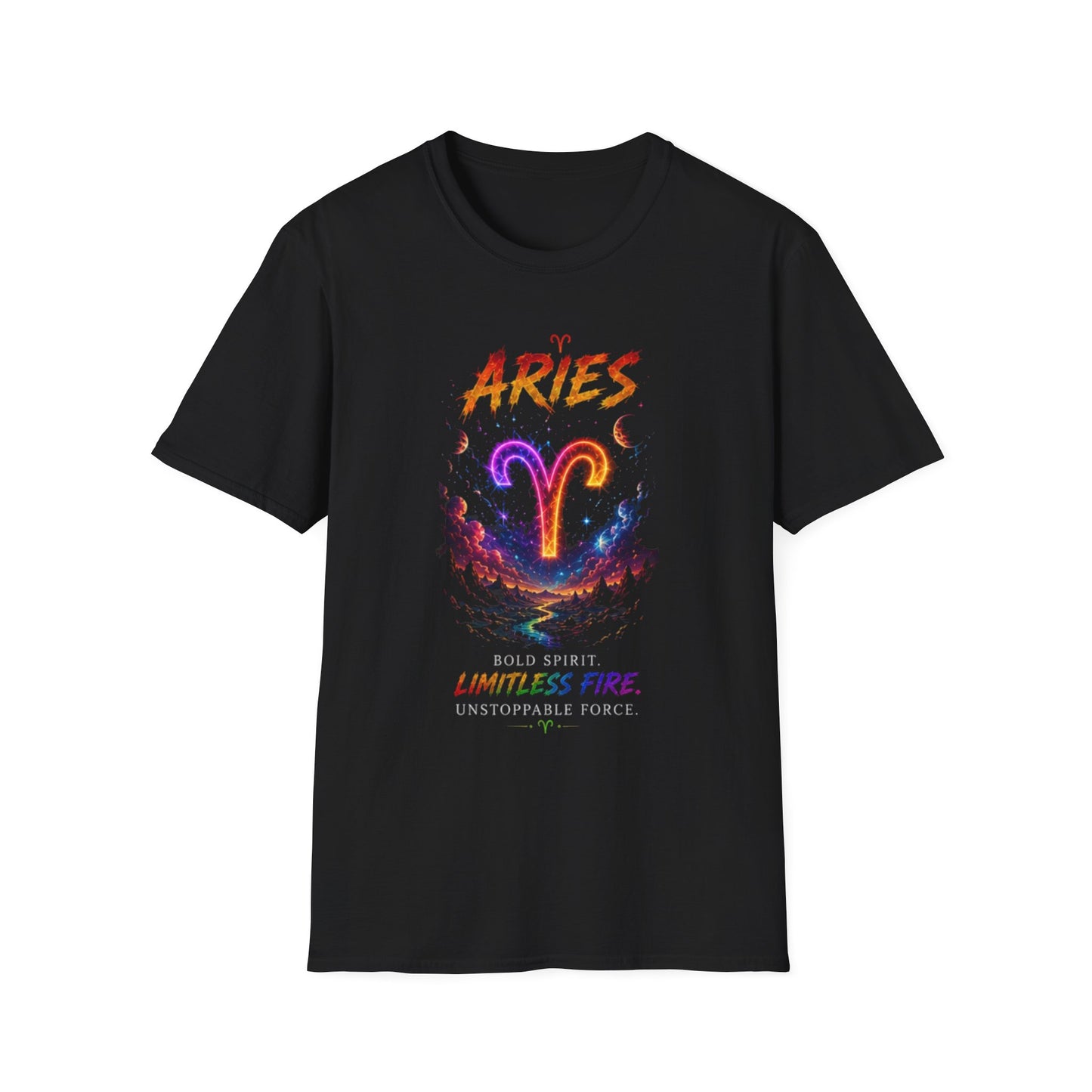 Aries Zodiac T-Shirt — Neon Aries Symbol Astrology Tee