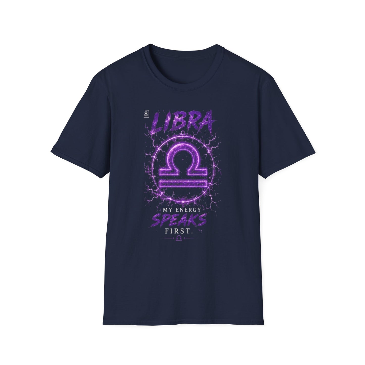 Libra Zodiac T-Shirt — Purple Libra Symbol & "Libra Speaks" Graphic