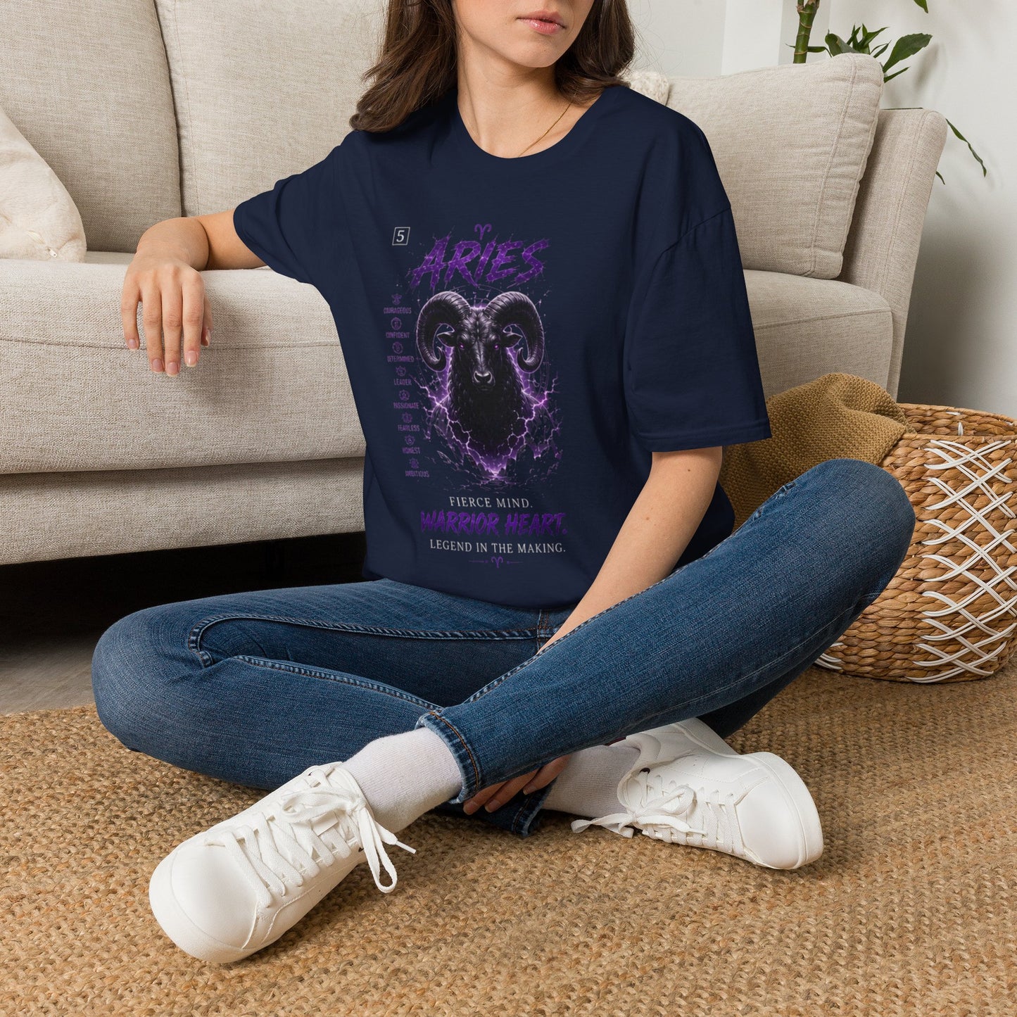 Aries Zodiac T‑Shirt — Warrior Heart Ram Astrology Tee