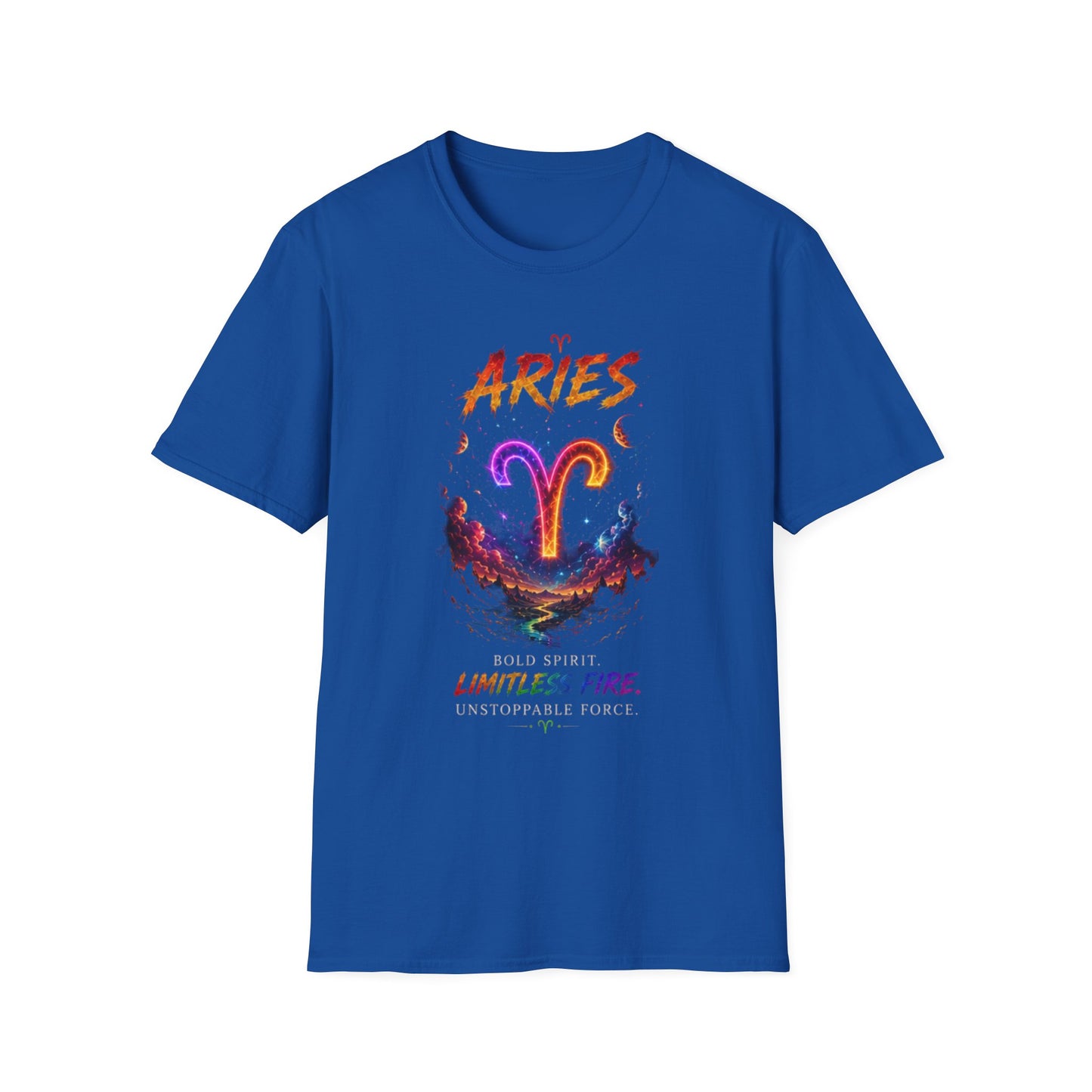 Aries Zodiac T-Shirt — Neon Aries Symbol Astrology Tee