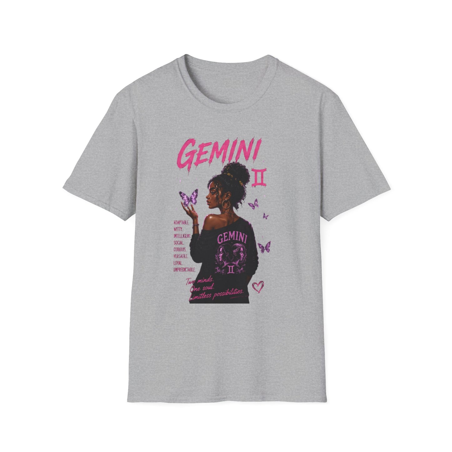 Gemini Zodiac T-Shirt — Black Girl Astrology Tee with Butterfly Art
