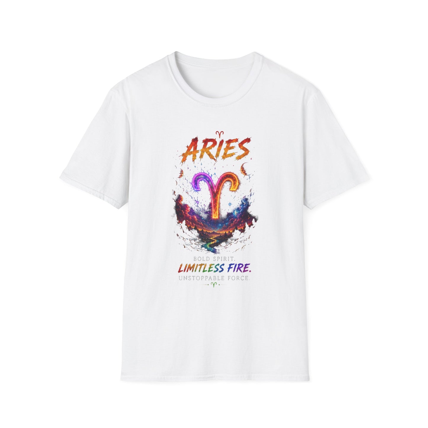 Aries Zodiac T-Shirt — Neon Aries Symbol Astrology Tee