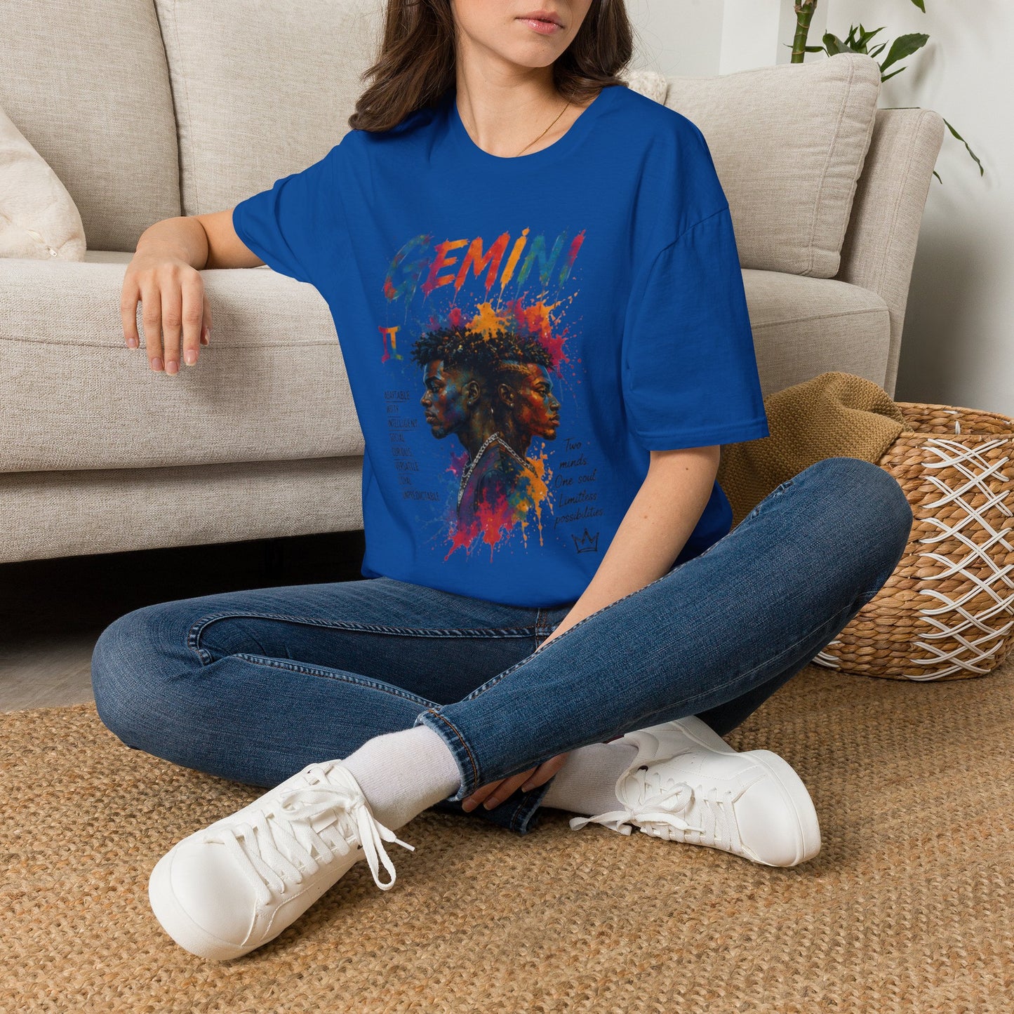 Gemini Zodiac T‑Shirt — Colorful Twin Silhouette Astrology Tee
