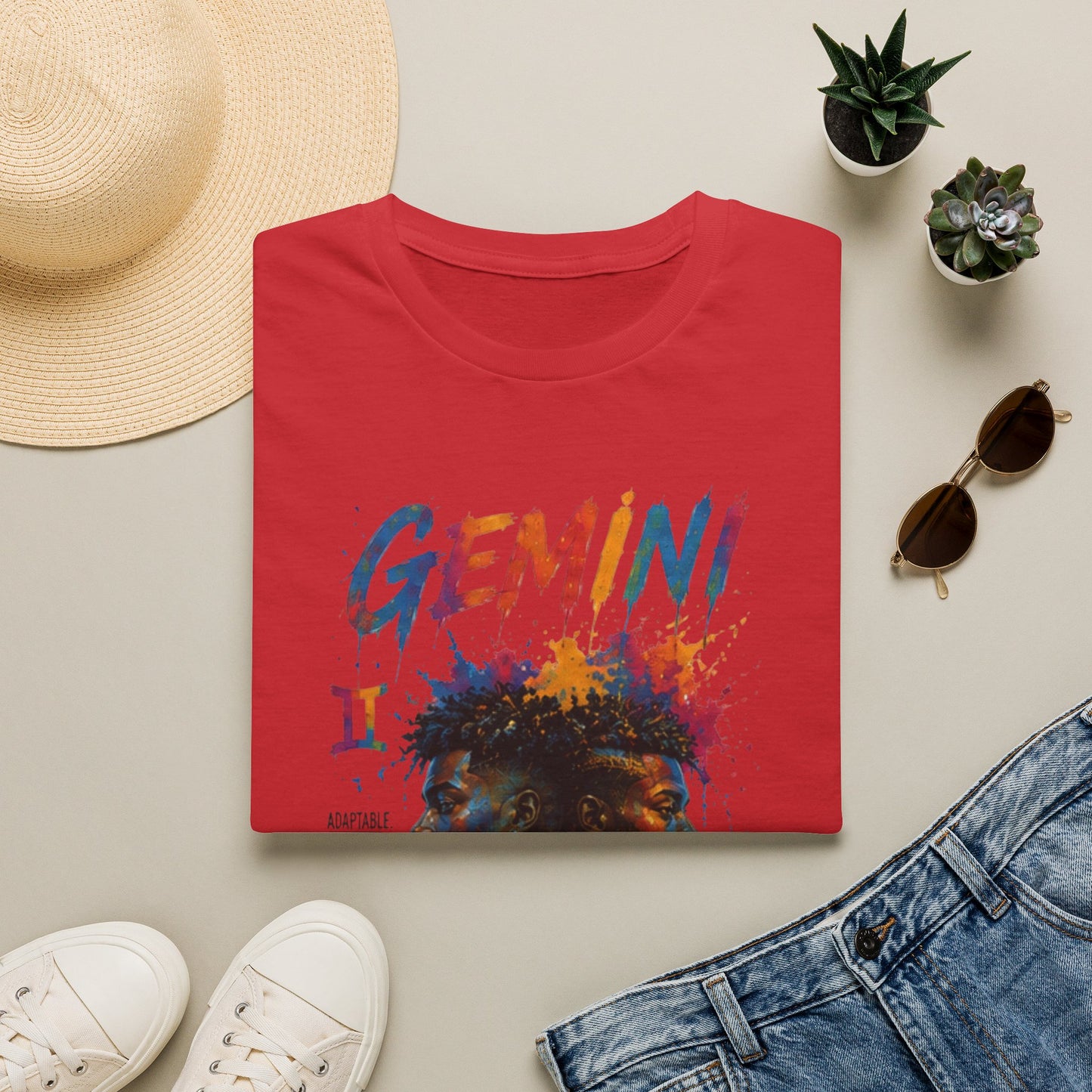 Gemini Zodiac T‑Shirt — Colorful Twin Silhouette Astrology Tee
