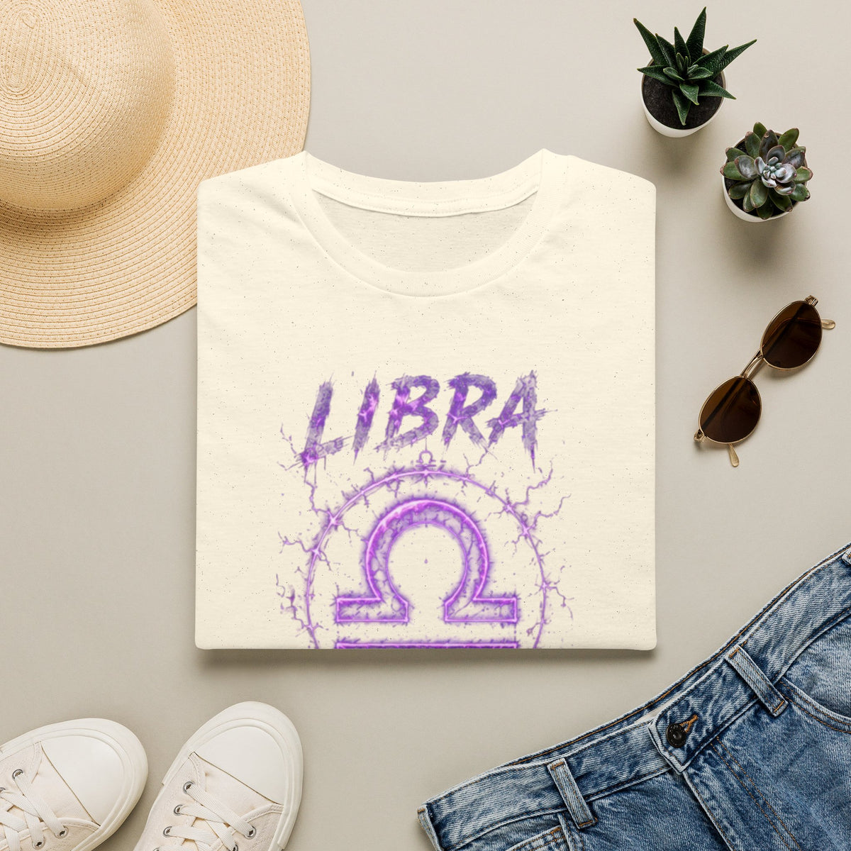 Libra Zodiac T-Shirt — Purple Libra Symbol & "Libra Speaks" Graphic