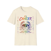 Cancer Zodiac T-Shirt — Rainbow Crab Astrology Tee (Feel Everything • Love Deep • Protect Hard)
