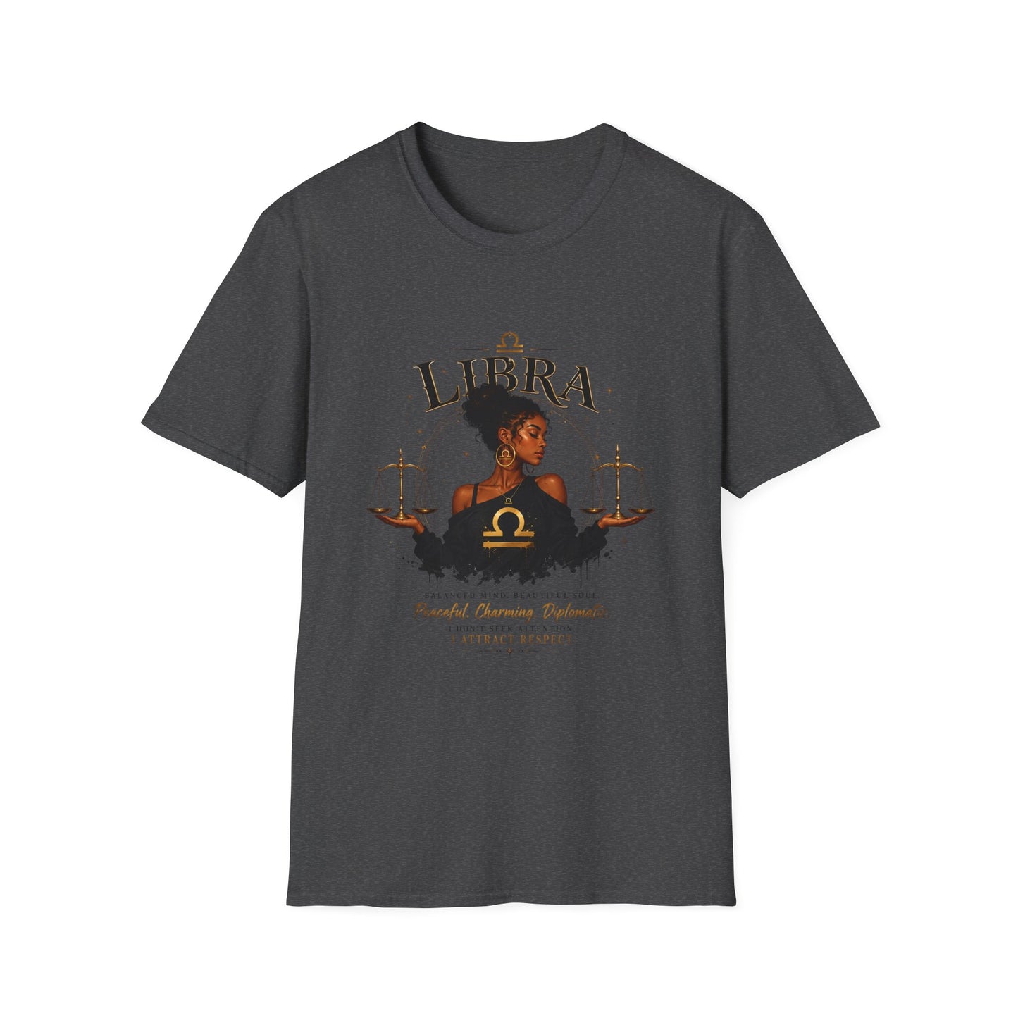 Libra Wolf T‑Shirt — Zodiac Astrology Tee with 'Loyal Heart' Design