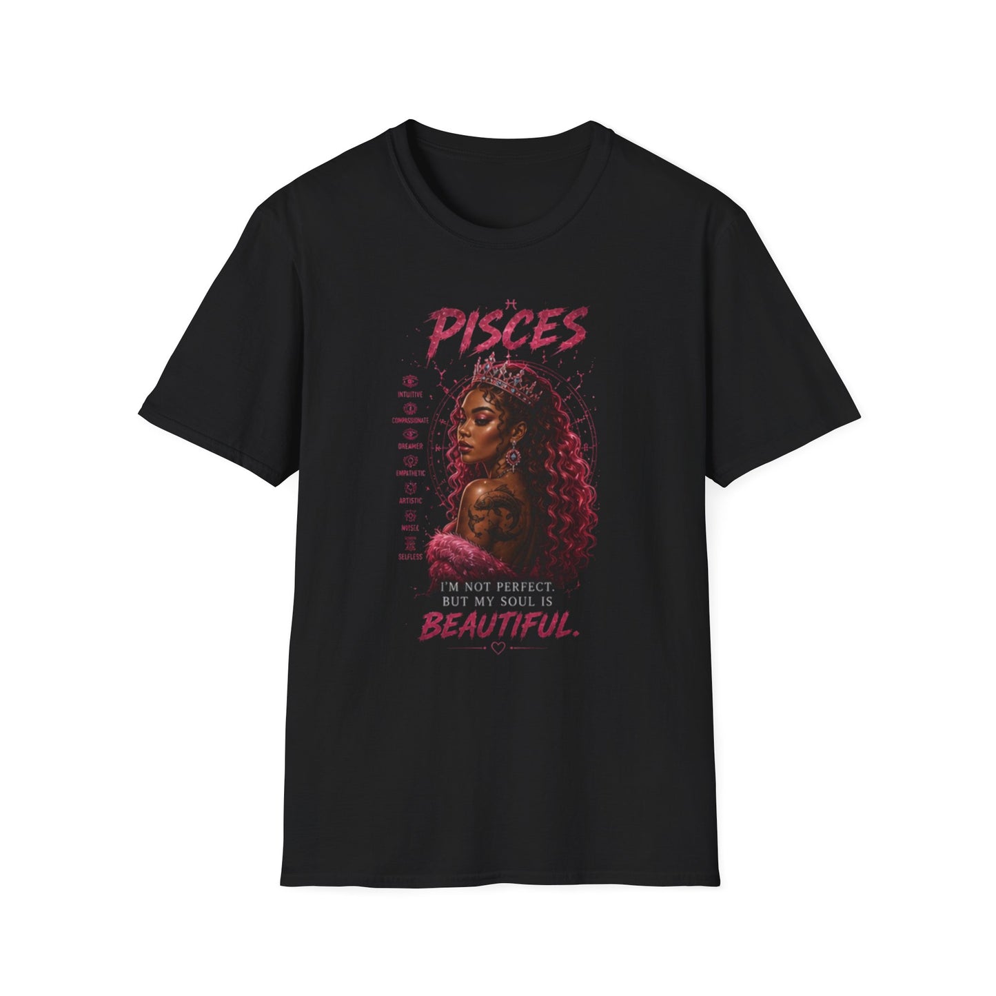 Pisces Zodiac T-Shirt — Afrocentric 'Pisces' Portrait Tee