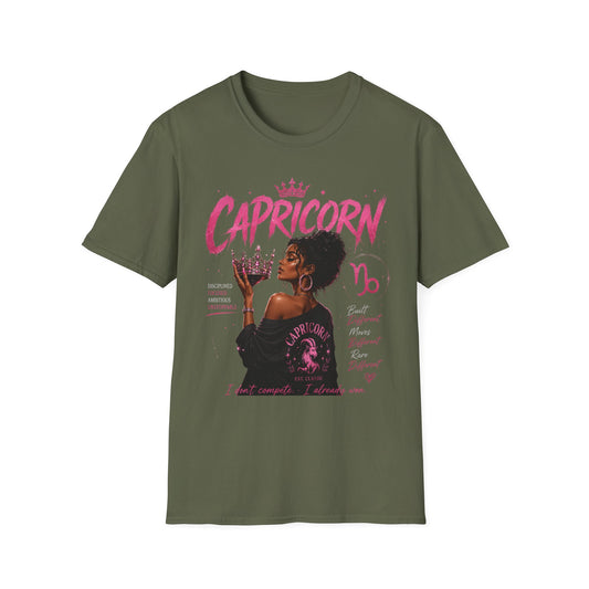 Capricorn Zodiac Tee — Black Queen Crown Astrology T-Shirt