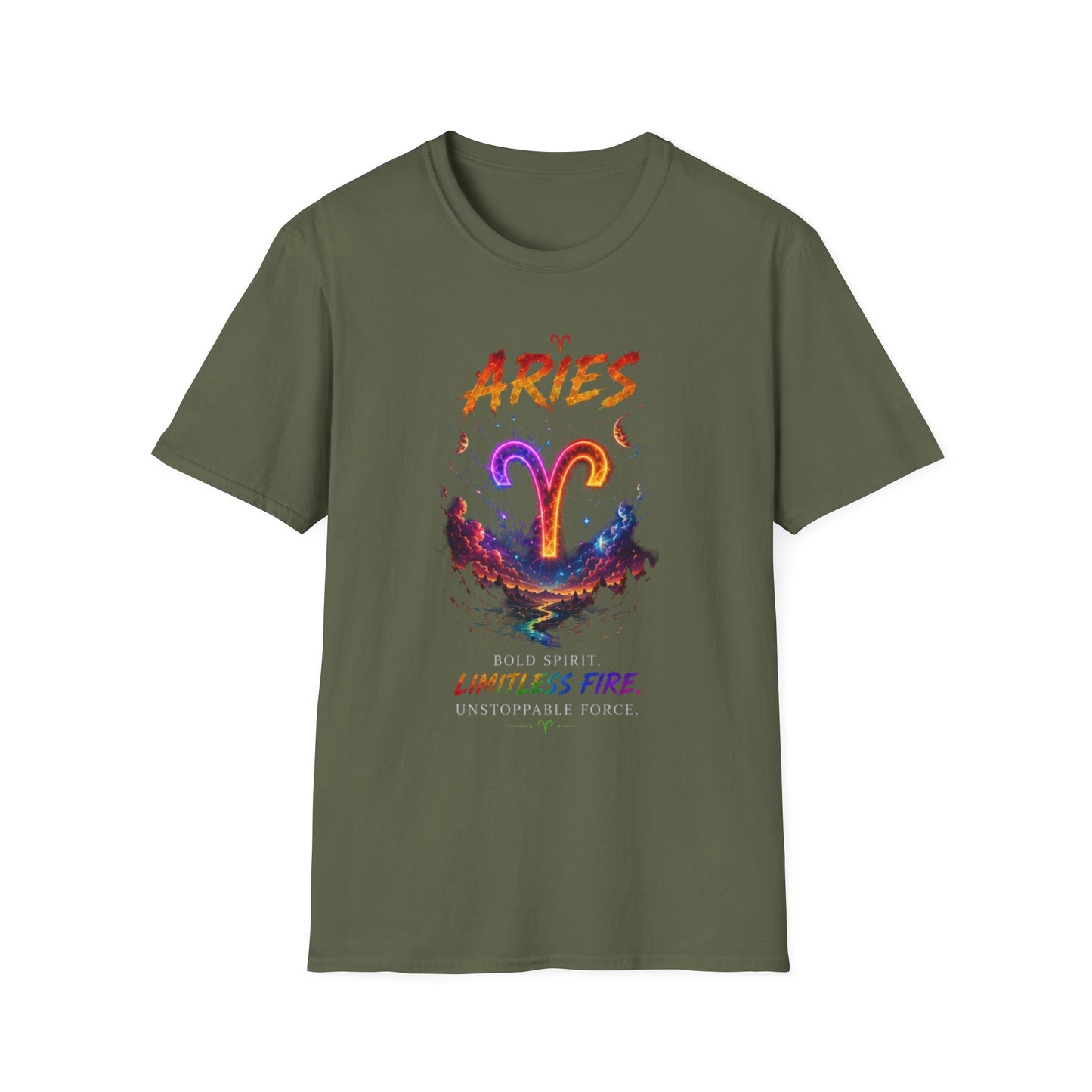 Aries Zodiac T-Shirt — Neon Aries Symbol Astrology Tee