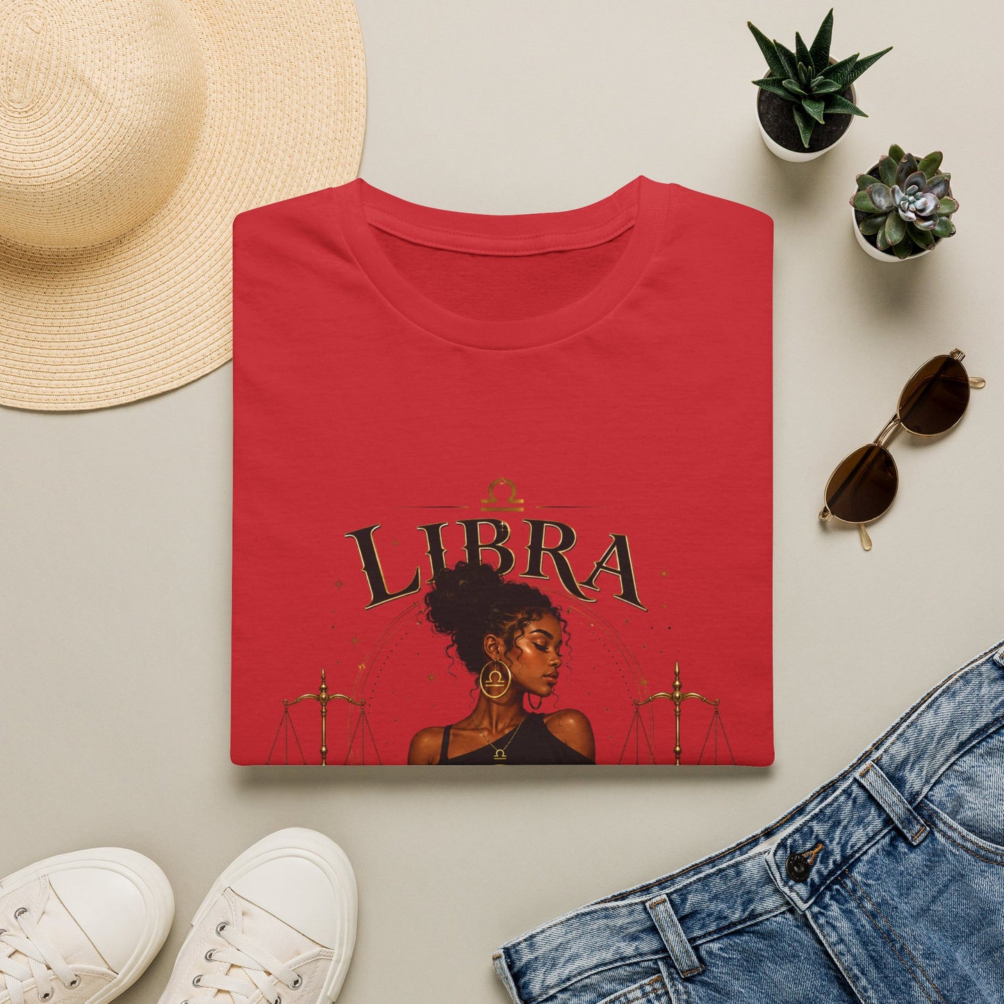 Libra Wolf T‑Shirt — Zodiac Astrology Tee with 'Loyal Heart' Design