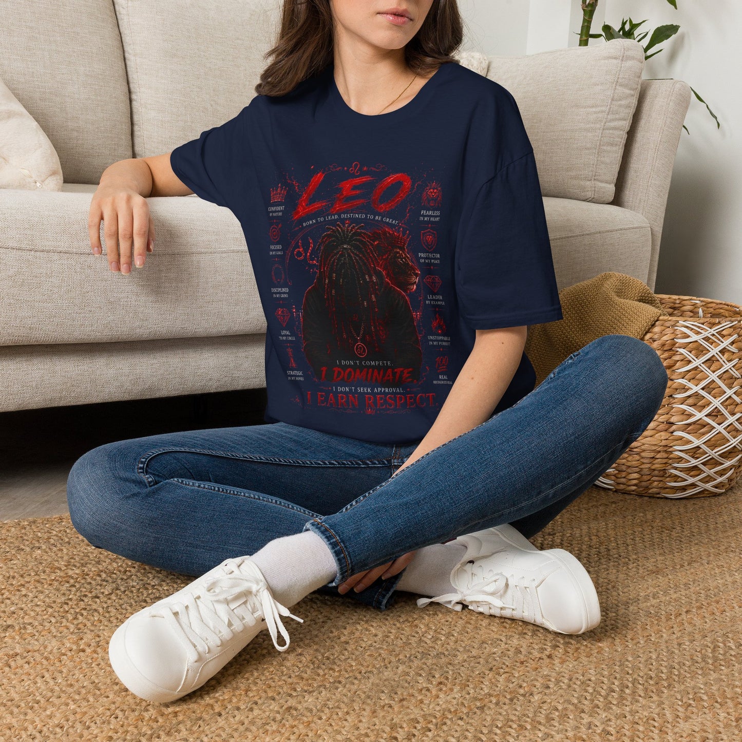 Leo Zodiac T-Shirt — Fierce Lion Astrology Tee (I Earn Respect)