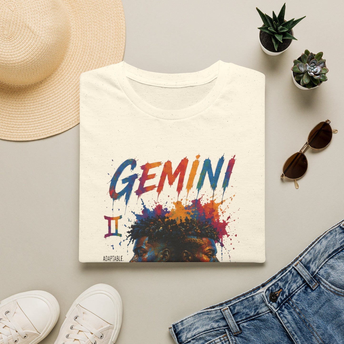 Gemini Zodiac T‑Shirt — Colorful Twin Silhouette Astrology Tee