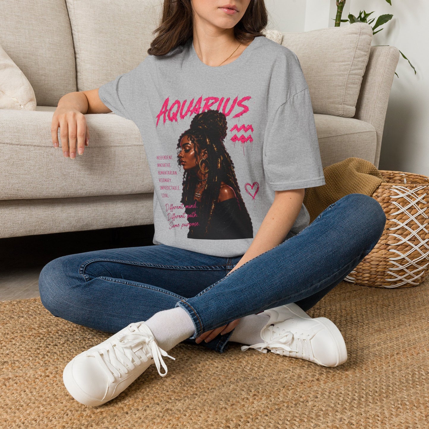 Aquarius Zodiac T-Shirt — Empowered Black Queen Astrology Tee