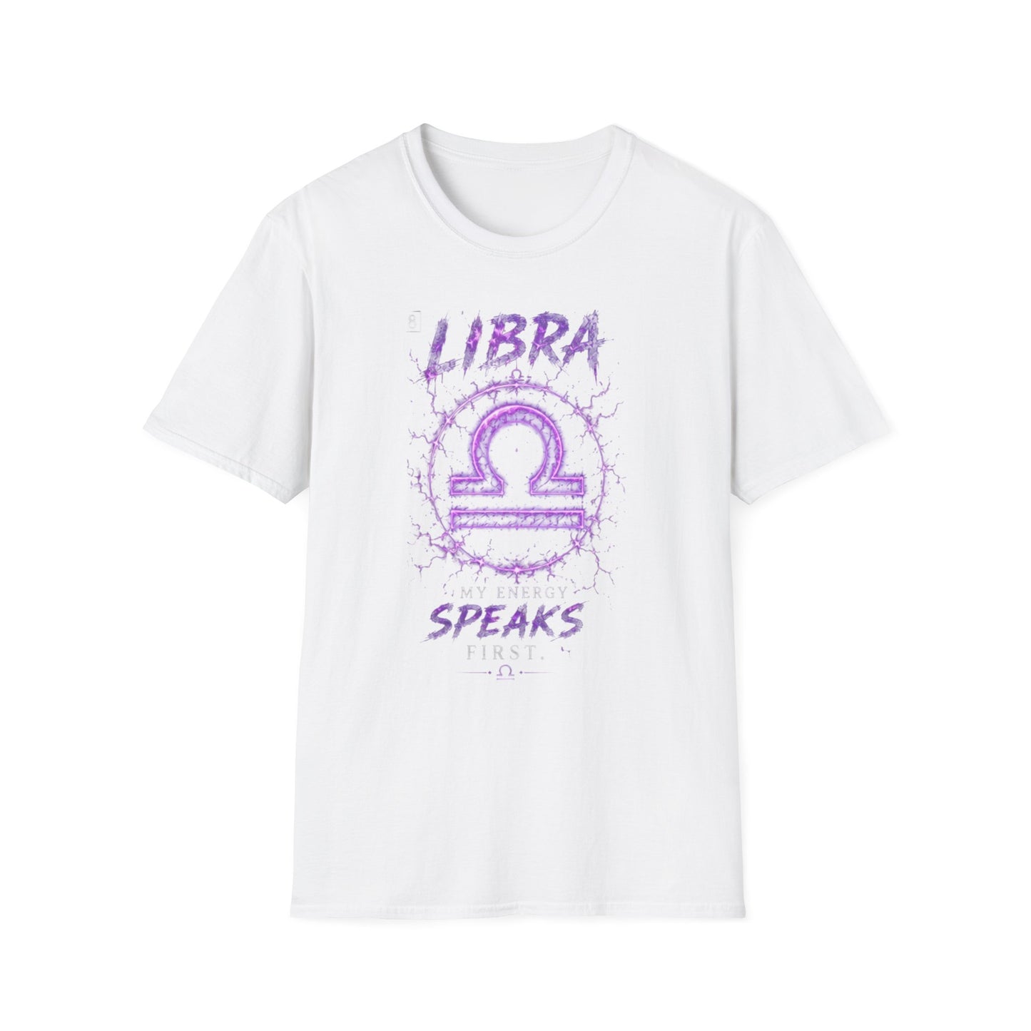 Libra Zodiac T-Shirt — Purple Libra Symbol & "Libra Speaks" Graphic