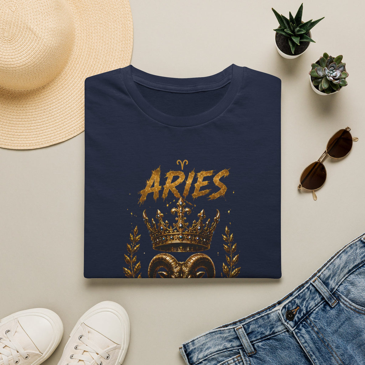 Aries Zodiac T‑Shirt — Ram Crown Astrology Tee
