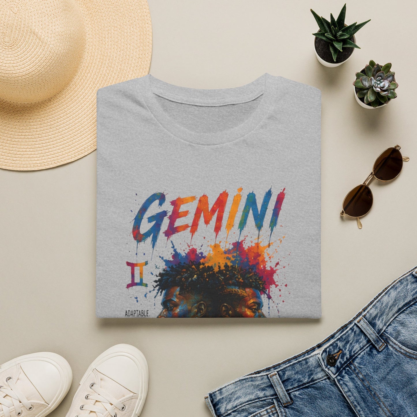 Gemini Zodiac T‑Shirt — Colorful Twin Silhouette Astrology Tee