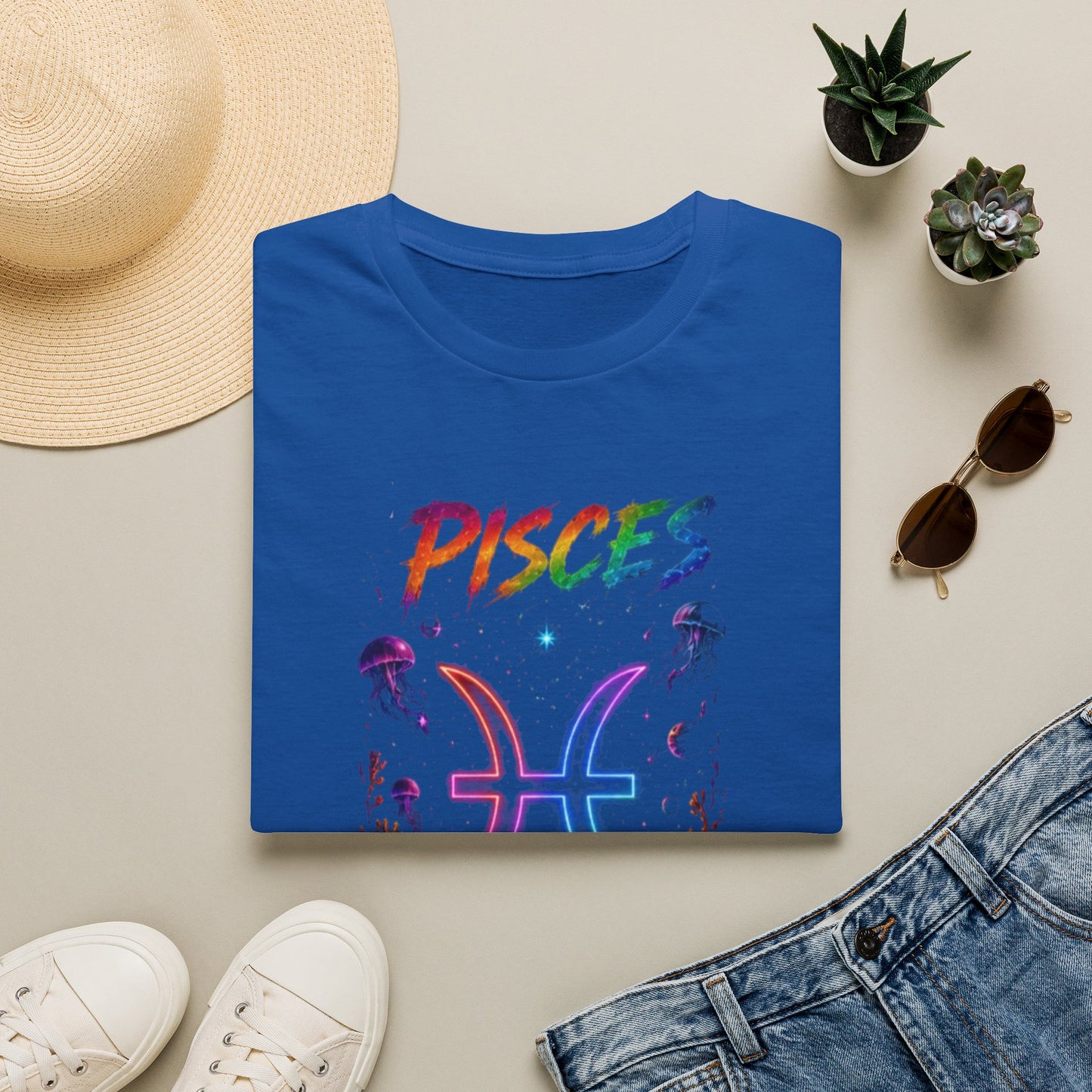 Pisces Zodiac T-Shirt — Rainbow Cosmic Fish Astrology Tee