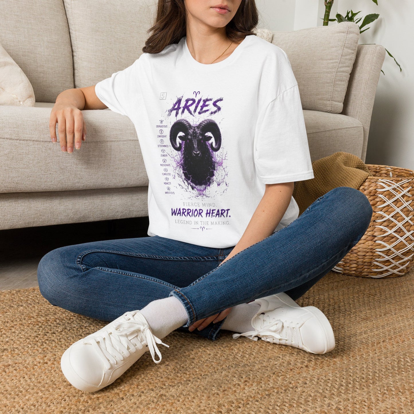 Aries Zodiac T‑Shirt — Warrior Heart Ram Astrology Tee