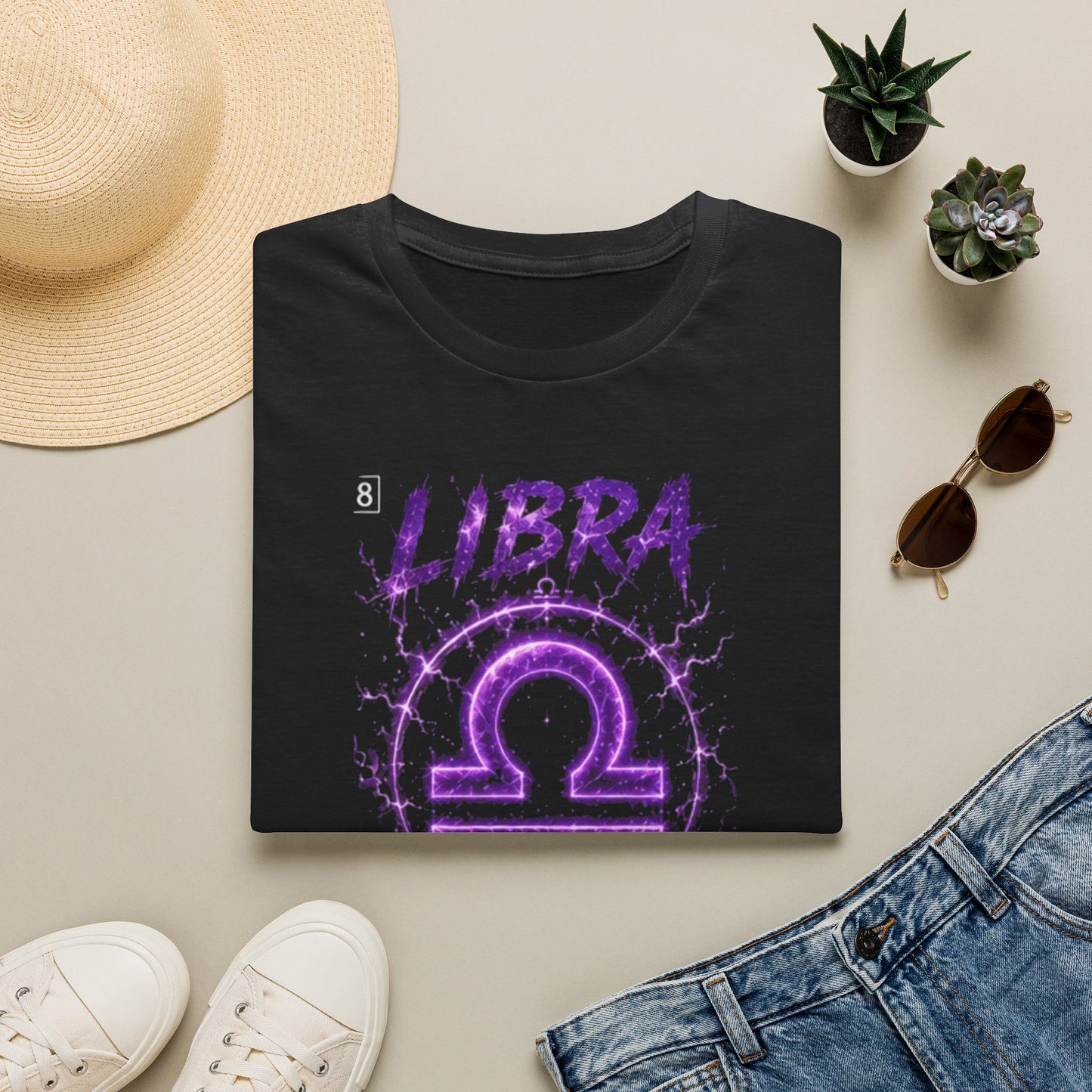 Libra Zodiac T-Shirt — Purple Libra Symbol & "Libra Speaks" Graphic