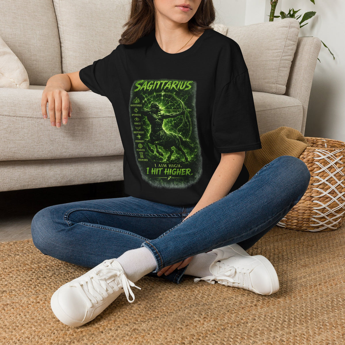 Sagittarius Constellation T-Shirt — 'I Aim High' Astrological Tee