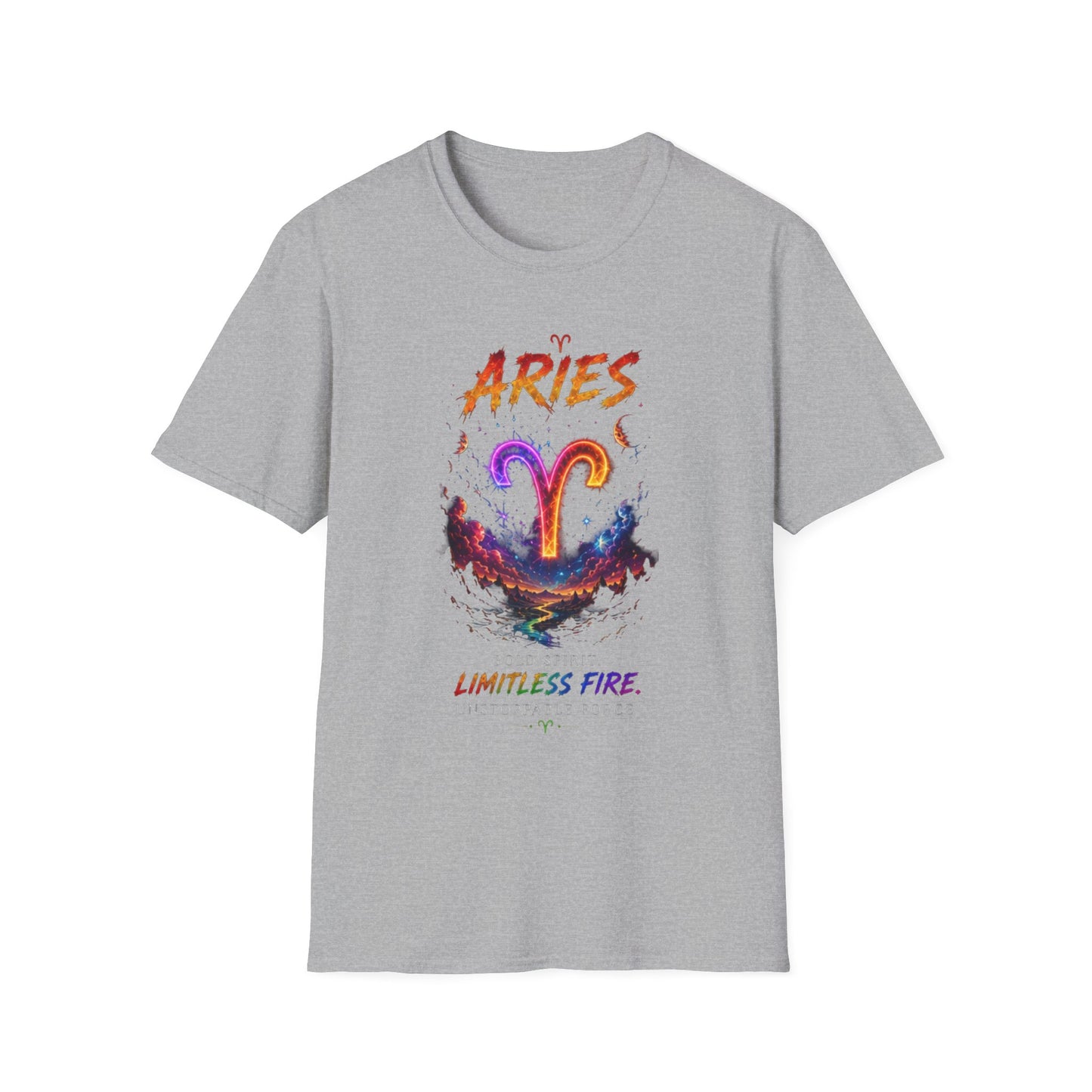 Aries Zodiac T-Shirt — Neon Aries Symbol Astrology Tee
