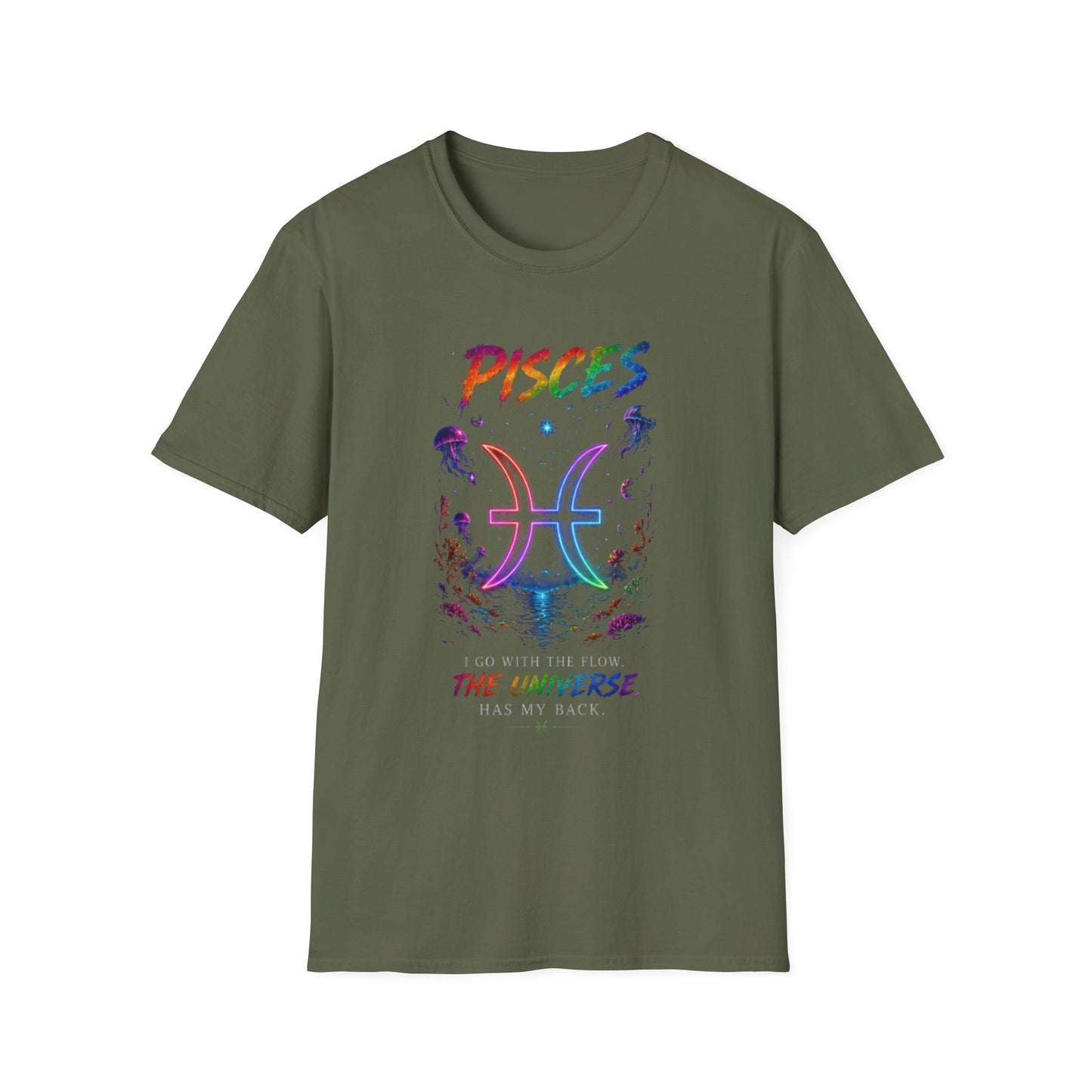 Pisces Zodiac T-Shirt — Rainbow Cosmic Fish Astrology Tee