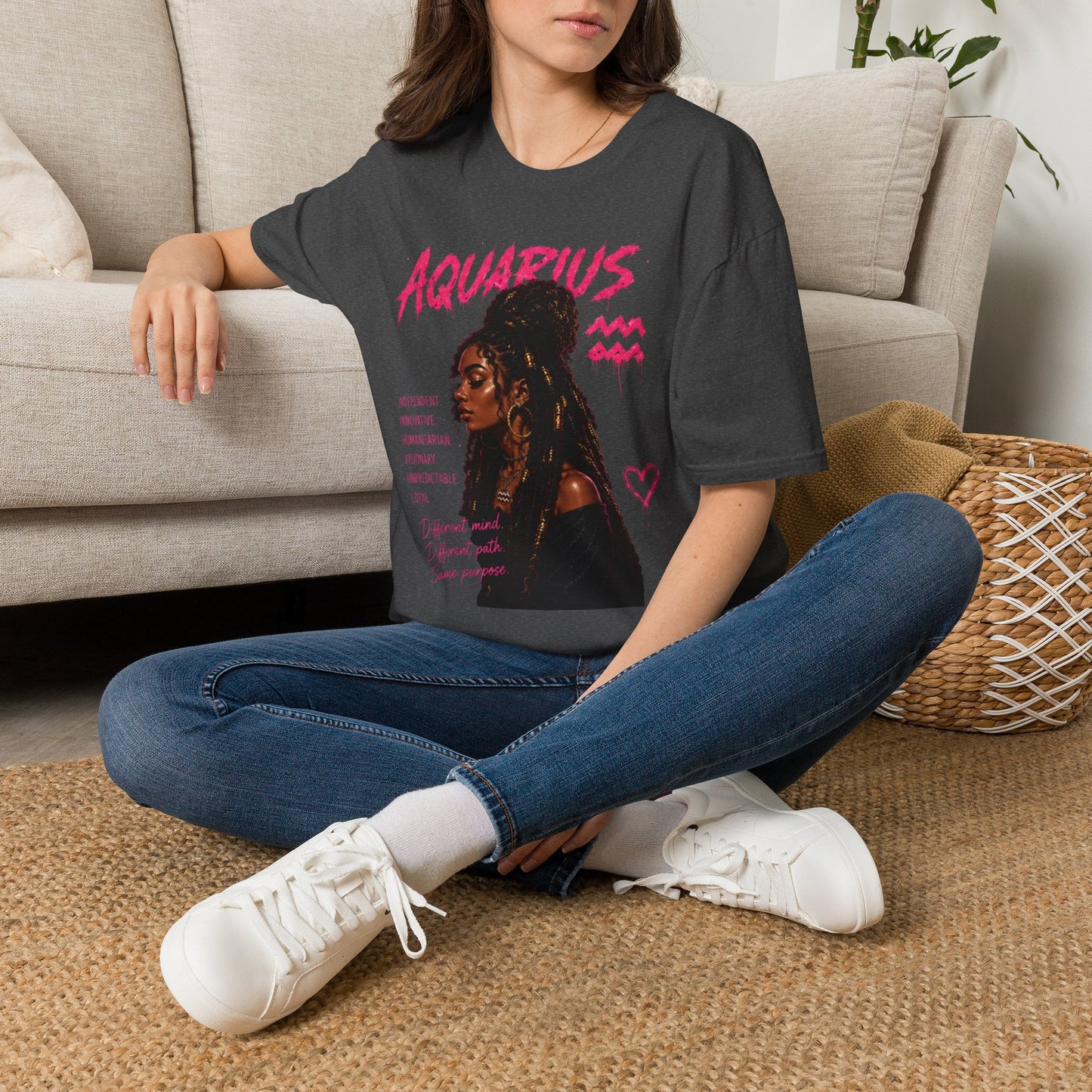 Aquarius Zodiac T-Shirt — Empowered Black Queen Astrology Tee