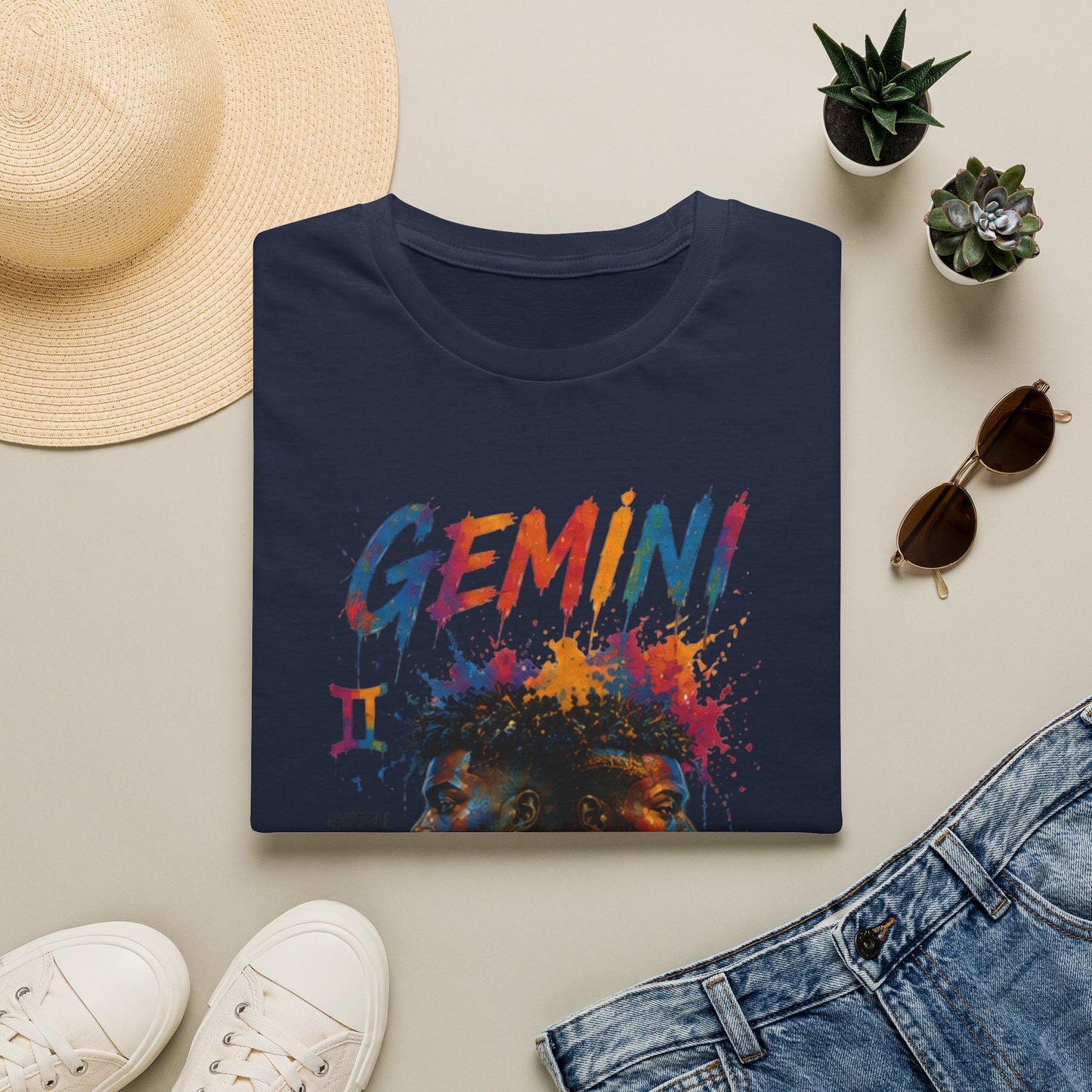 Gemini Zodiac T‑Shirt — Colorful Twin Silhouette Astrology Tee