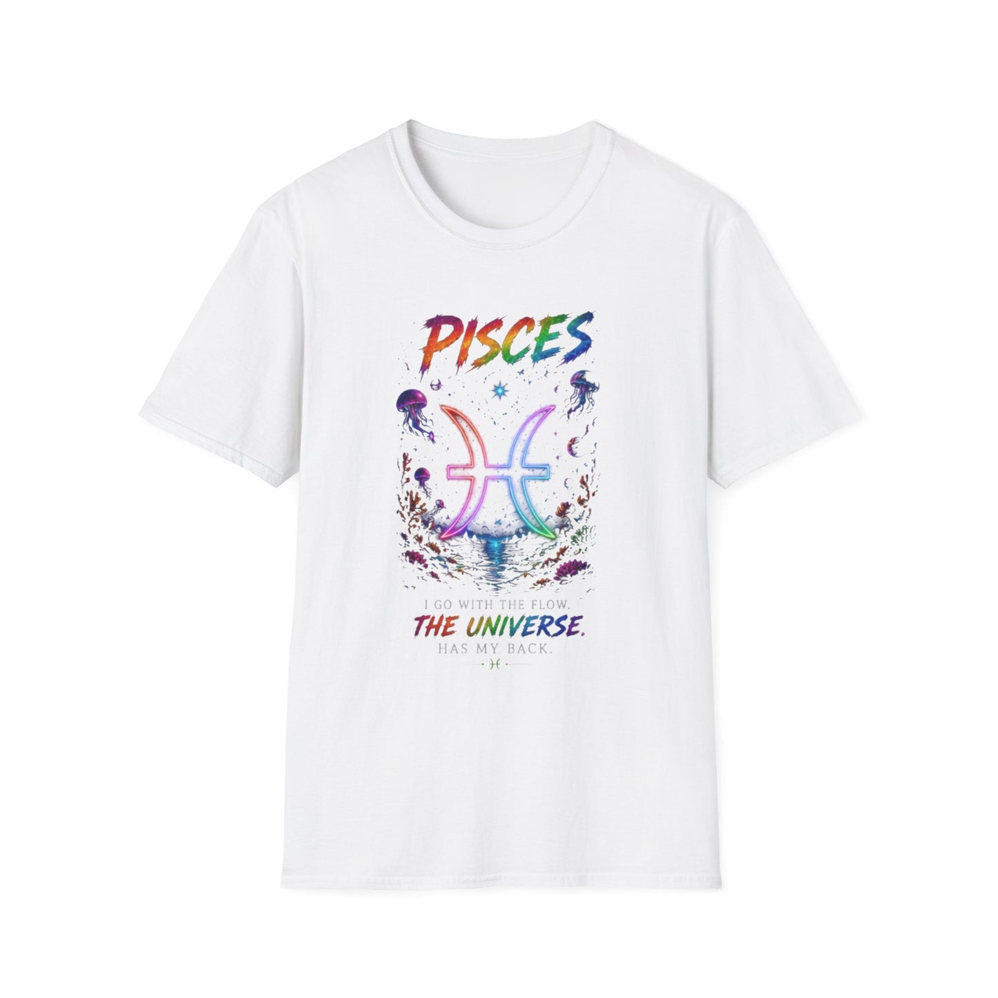 Pisces Zodiac T-Shirt — Rainbow Cosmic Fish Astrology Tee