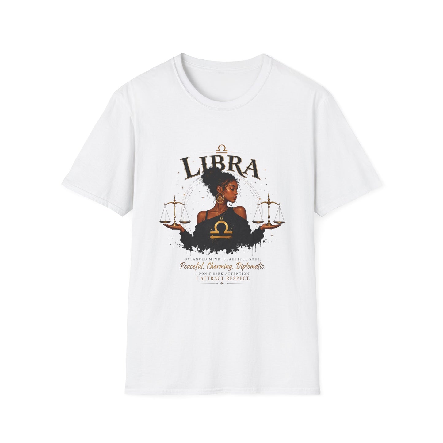 Libra Wolf T‑Shirt — Zodiac Astrology Tee with 'Loyal Heart' Design