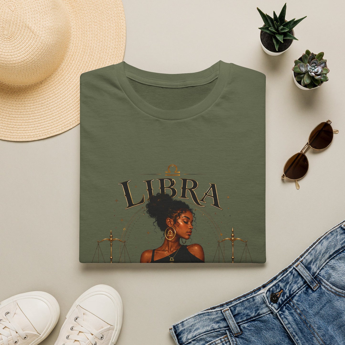 Libra Wolf T‑Shirt — Zodiac Astrology Tee with 'Loyal Heart' Design
