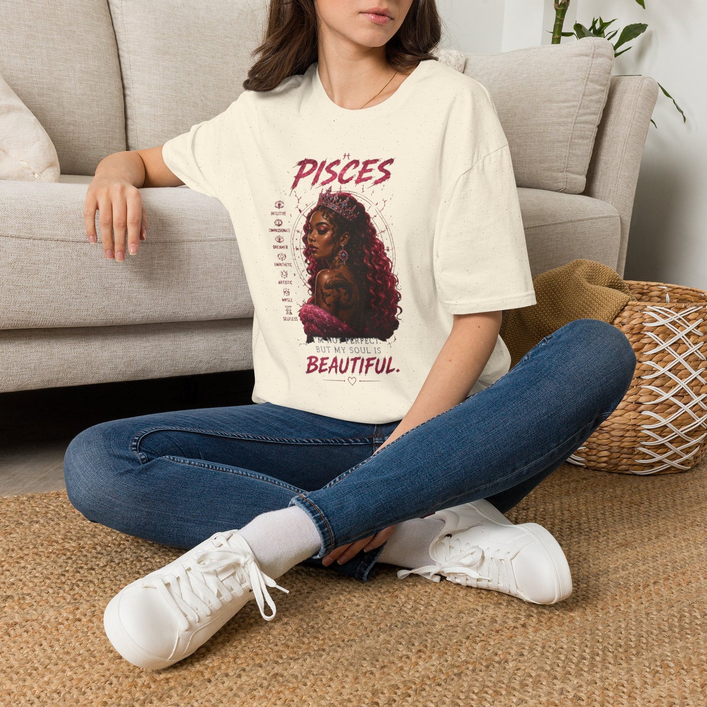 Pisces Zodiac T-Shirt — Afrocentric 'Pisces' Portrait Tee