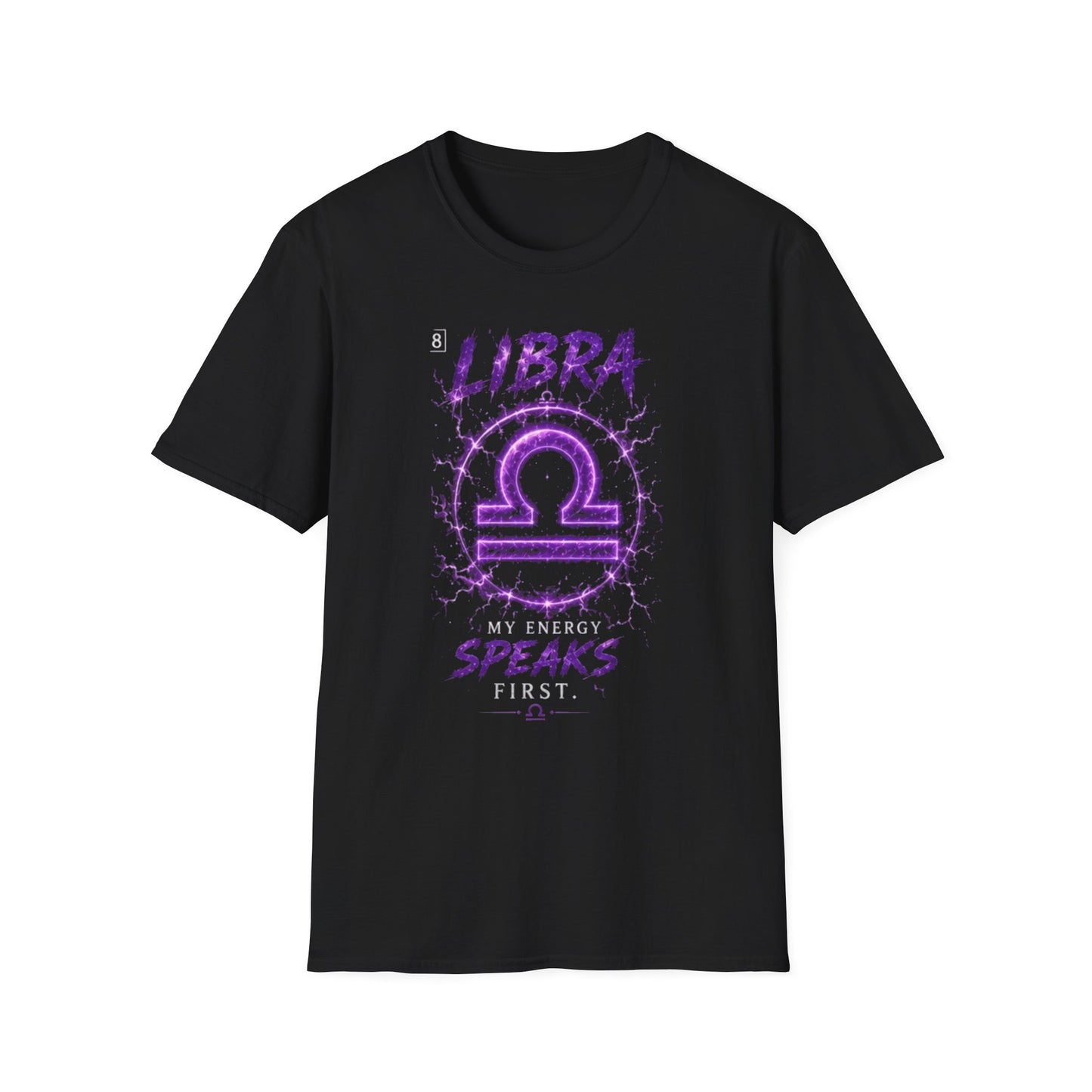 Libra Zodiac T-Shirt — Purple Libra Symbol & "Libra Speaks" Graphic