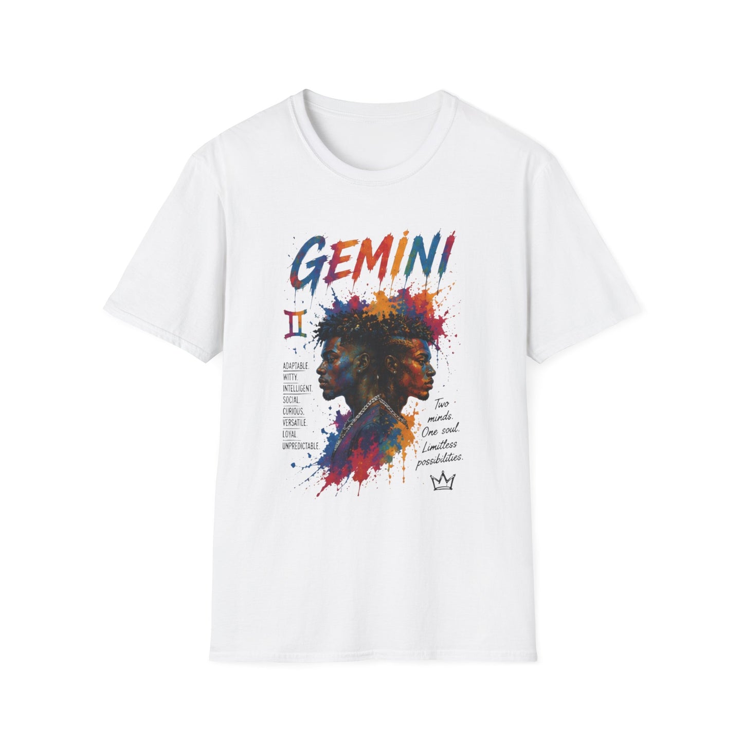 Gemini Zodiac T‑Shirt — Colorful Twin Silhouette Astrology Tee