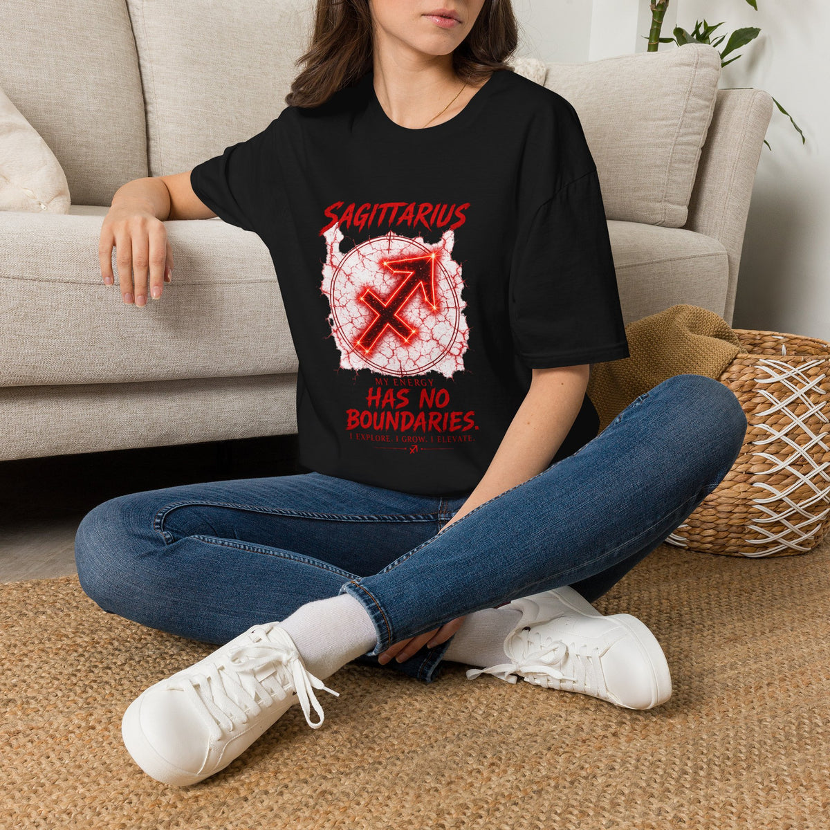 Sagittarius Zodiac T-Shirt — "Has No Boundaries" Archery Sign Graphic