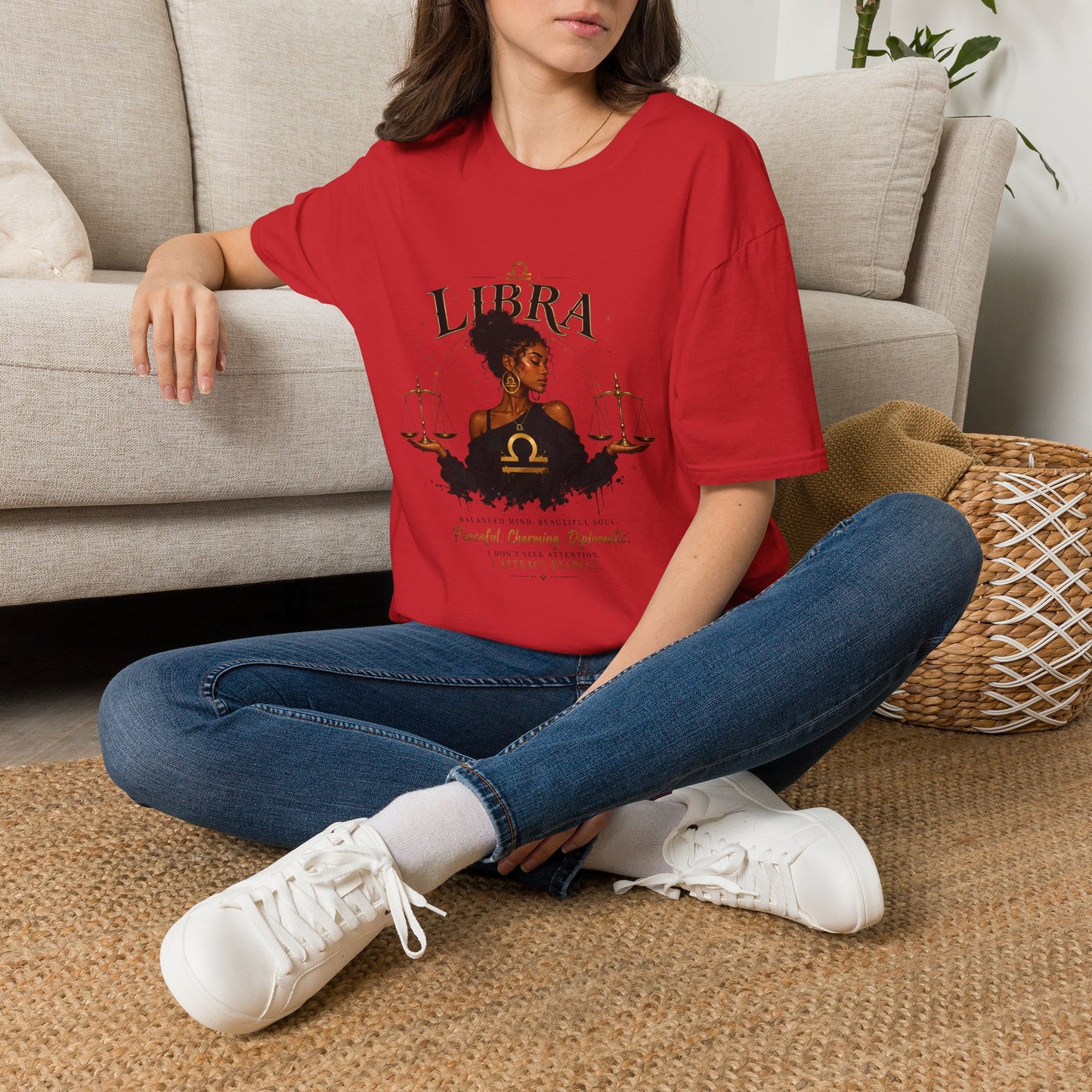 Libra Wolf T‑Shirt — Zodiac Astrology Tee with 'Loyal Heart' Design